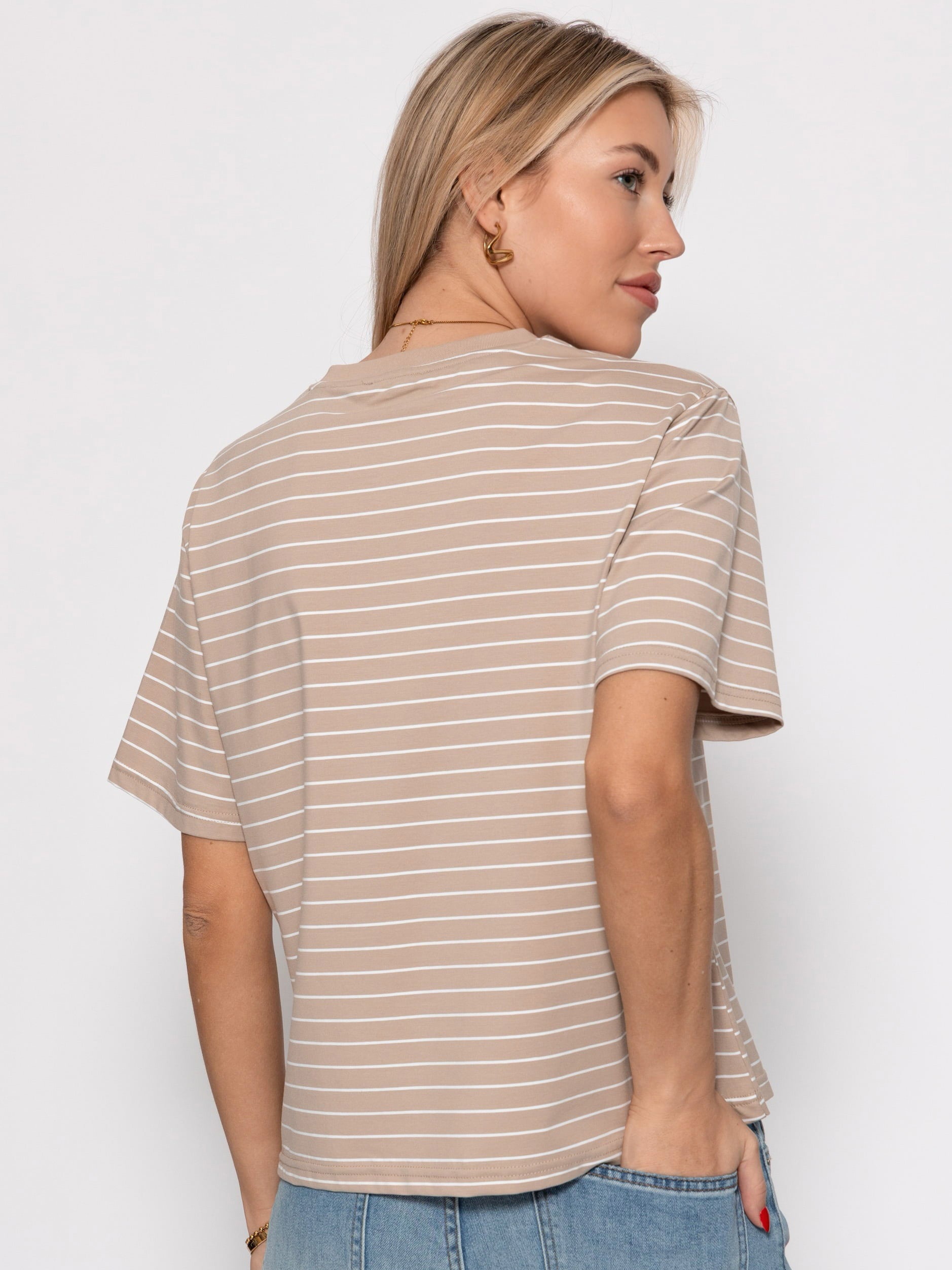 SASSYCLASSY T-Shirt »Gestreiftes T-Shirt« Legeres T-Shirt mit Rundhalsausschnitt und lockerer Passform