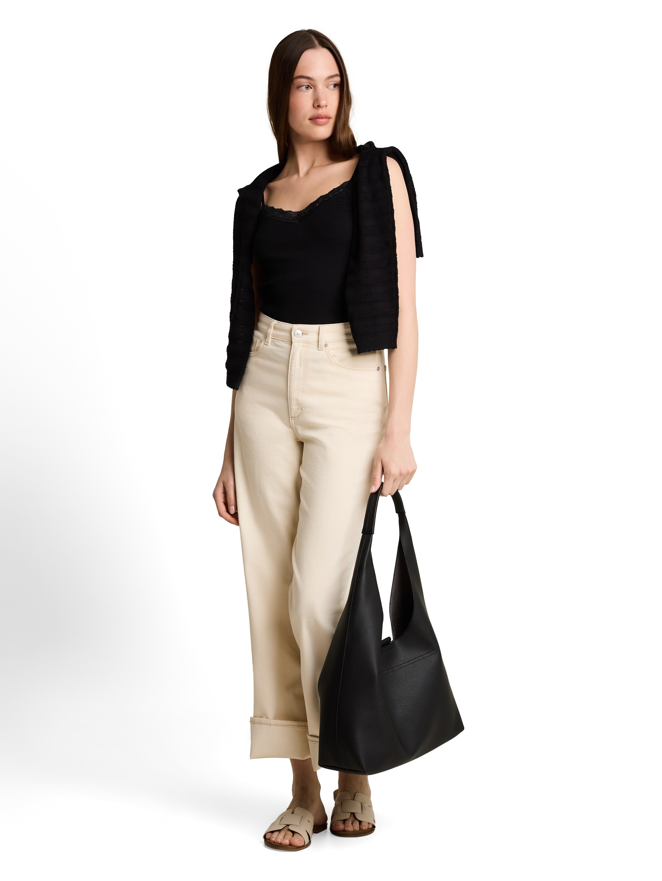 TOM TAILOR Denim Spaghettitop Sommertop mit Spitze