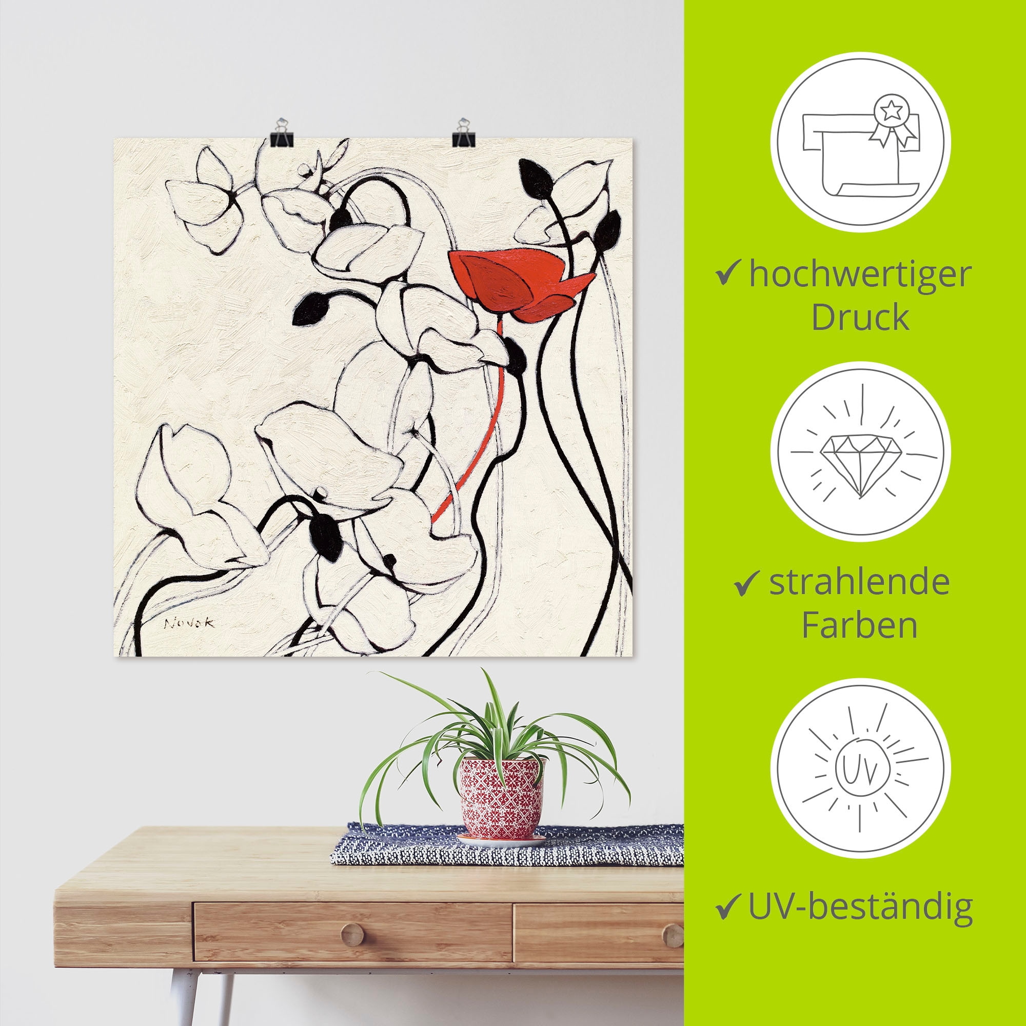 Artland Poster »Faden des Lebens II«, Blumen, (1 St.), als Leinwandbild, Wandaufkleber oder Poster in versch. Größen