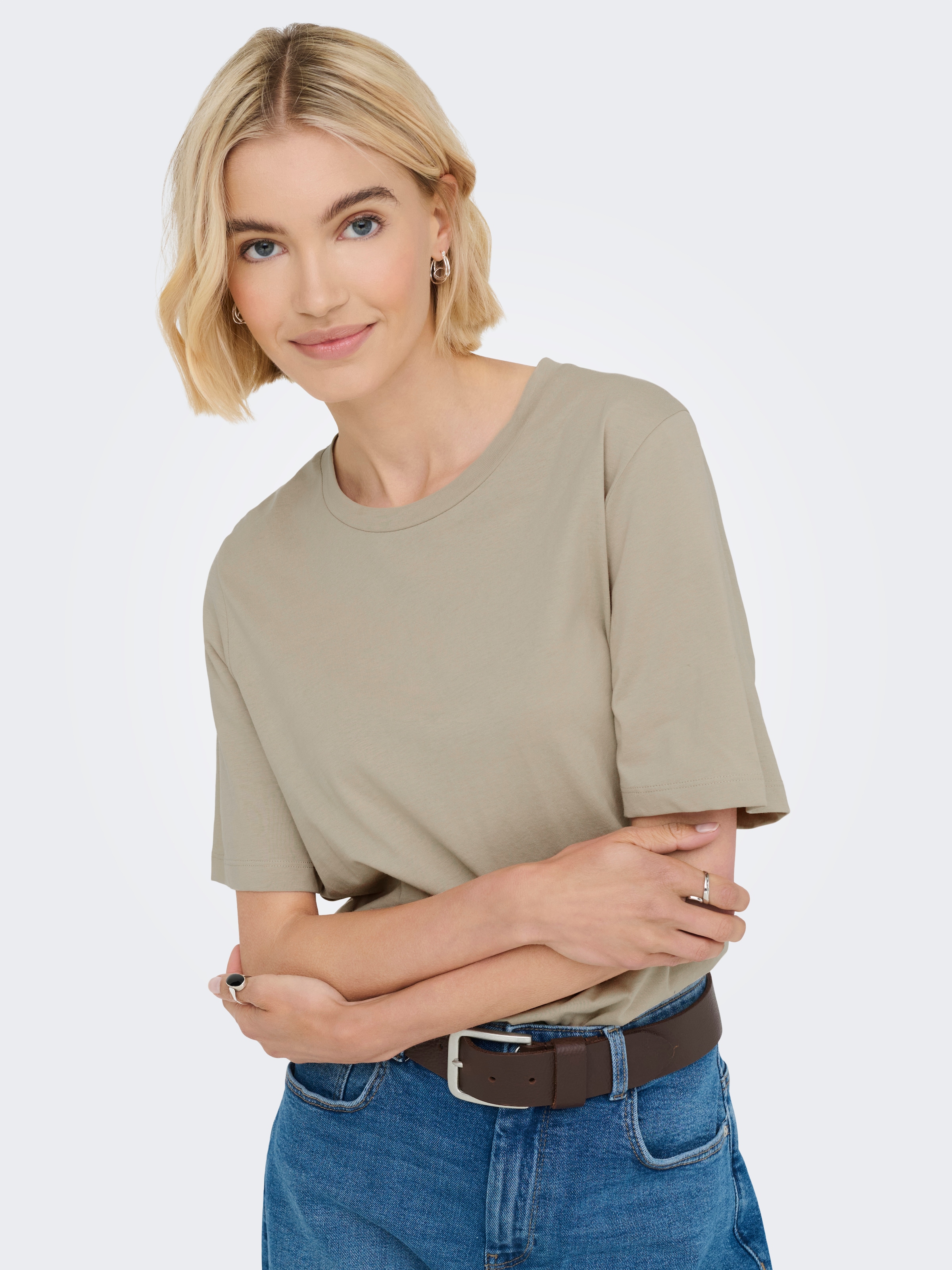 ONLY Kurzarmshirt »ONLONLY – Doppelpack T-Shirts für Alltag und Freizeit«, (Packung, 2 tlg.), regular fit, Jersey, Baumwolle, Rundhals, unifarben