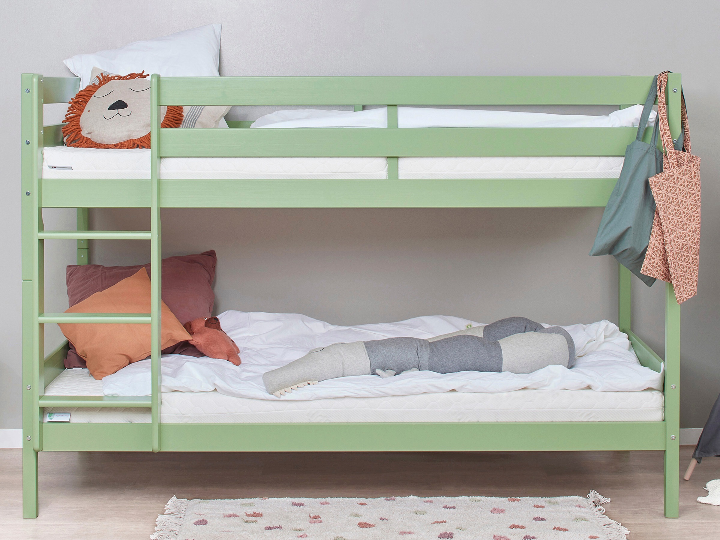 Hoppekids Etagenbett »ECO Comfort Kinderbett 90x200 oder 70x160 aus Massivholz in 4 Farben«, TÜV, FSC und Nordisches Umweltzeichen – wahlweise mit Matratzen