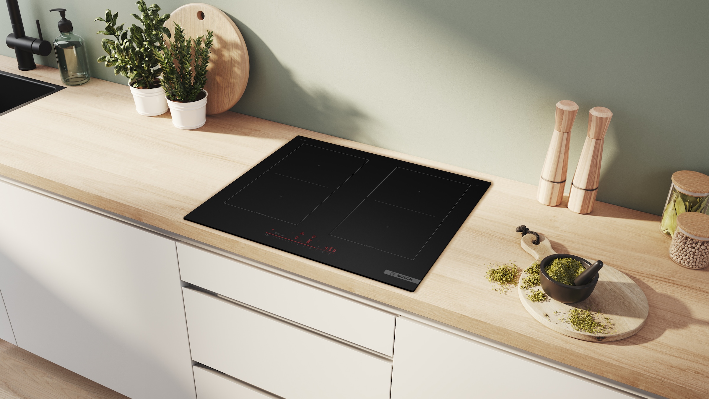 BOSCH Induktions-Kochfeld »PVQ61CHB1E« Moderne matte Optik: 5x weniger sichtbare Kratzer