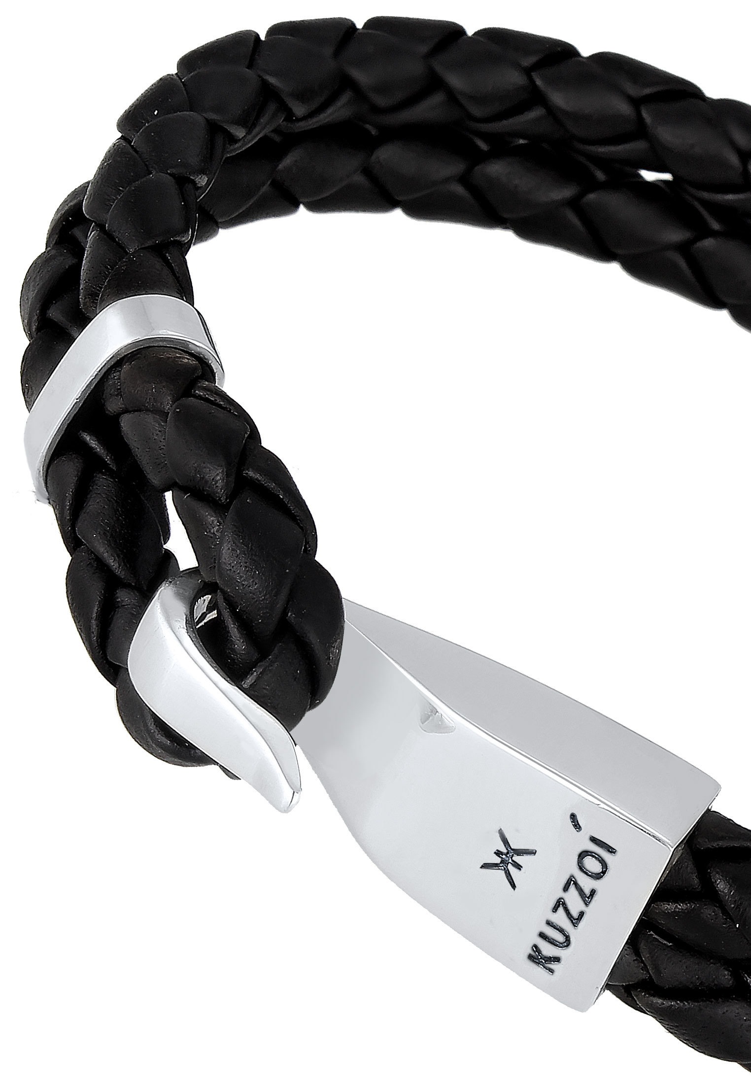 Kuzzoi Lederarmband »Armband Herren Leder Haken-Verschluß Maritim 925 Silber«