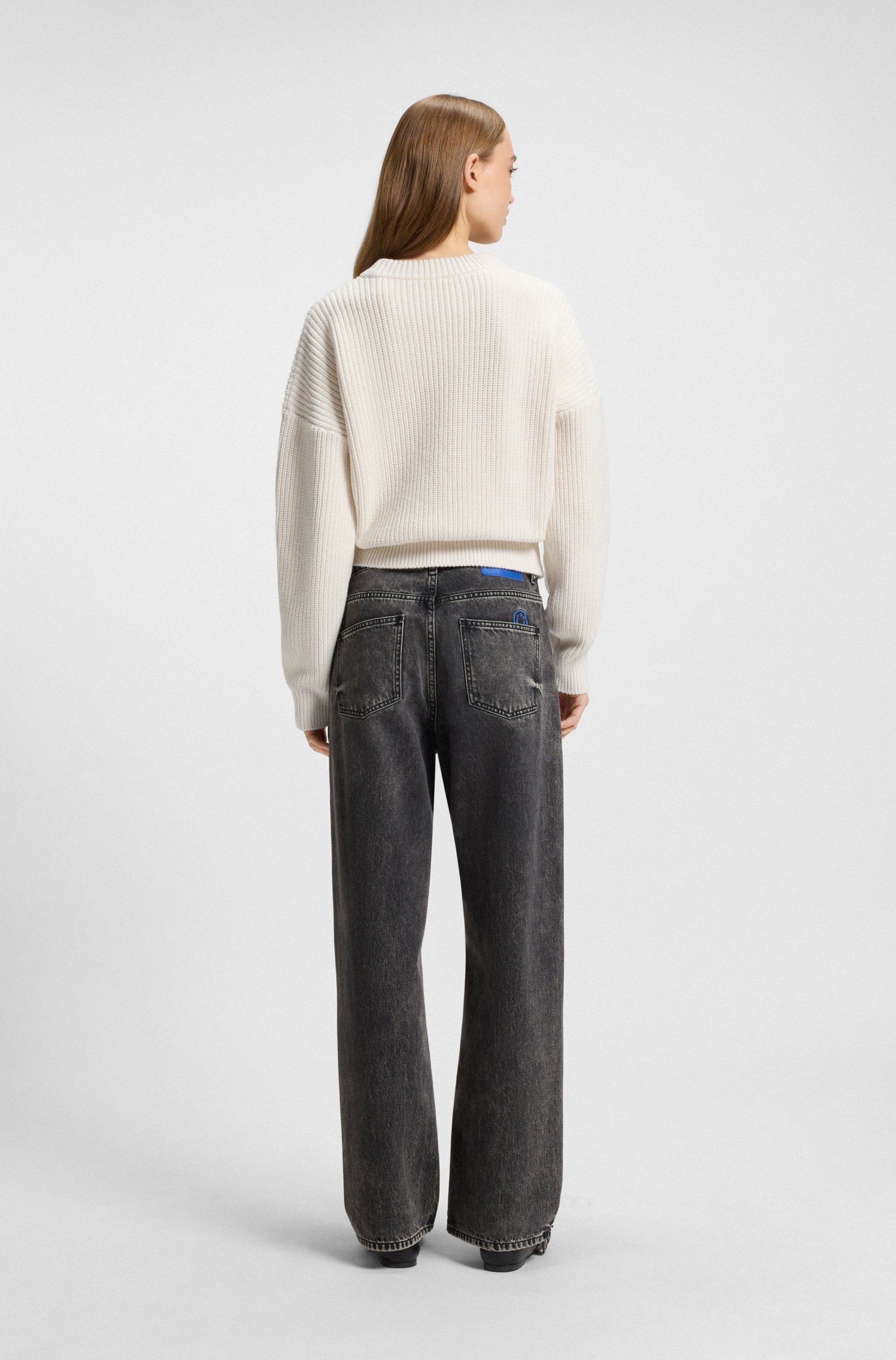 HUGO Blue Strickpullover »Slogery«, mit "Happy Hugo" Badge