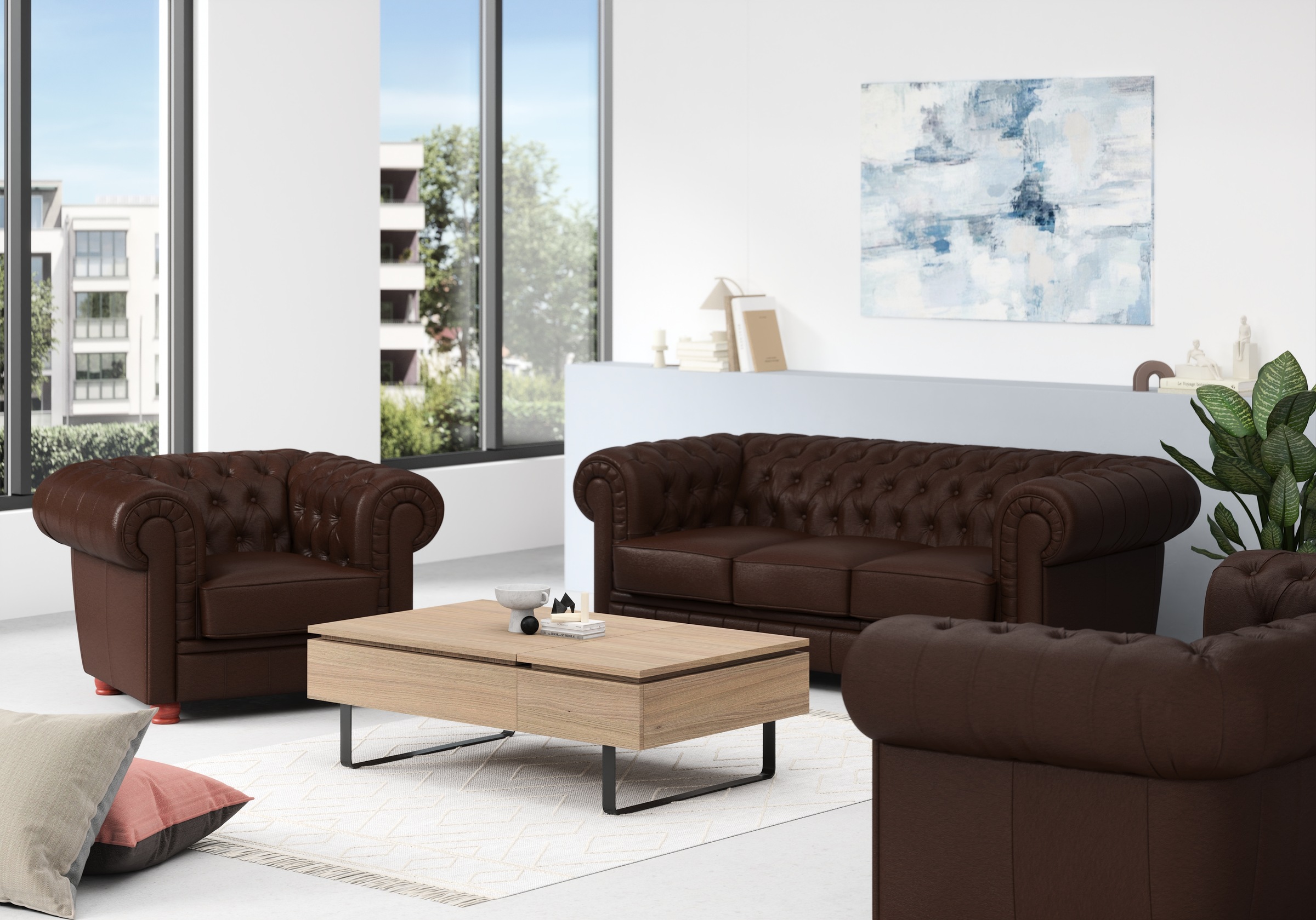 Max Winzer® Chesterfield-Sofa »Kent edel und bequem, tolle Detailverarbeitung, komfortable Armlehnen«, 3-Sitzer mit aufwendiger Knopfheftung, Breite 205 cm