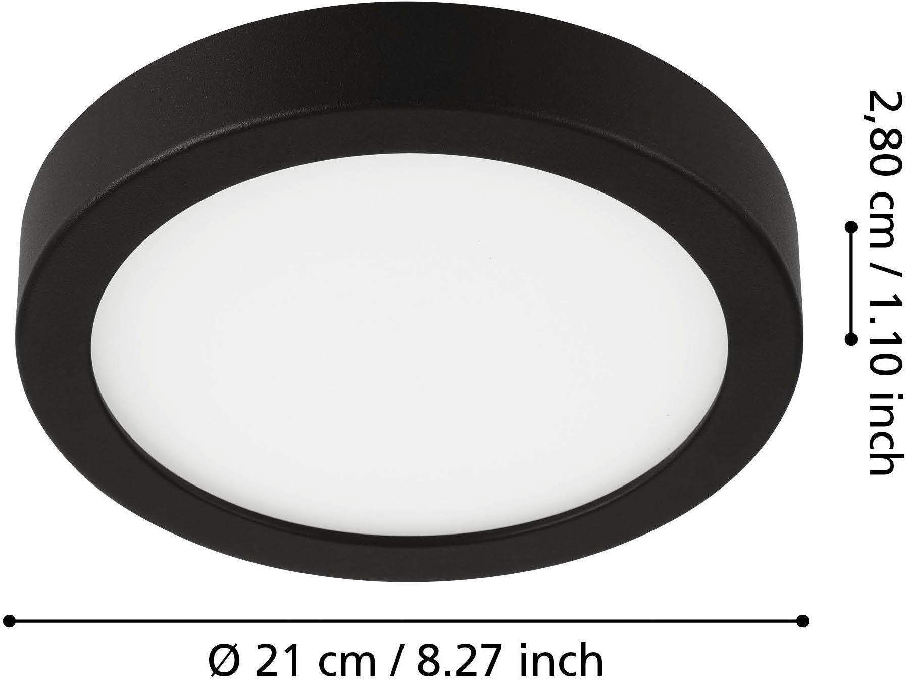 EGLO Aufbauleuchte »Fueva 5 Aufbaulampe, Stahl und Kunststoff, schwarz, weiß, Flurlampe« LED-Modul 1 Stk. Warmweiß Aufbauleuchte dimmbar, Deckenlampe, Deckenleuchte, LED Aufbaulampe