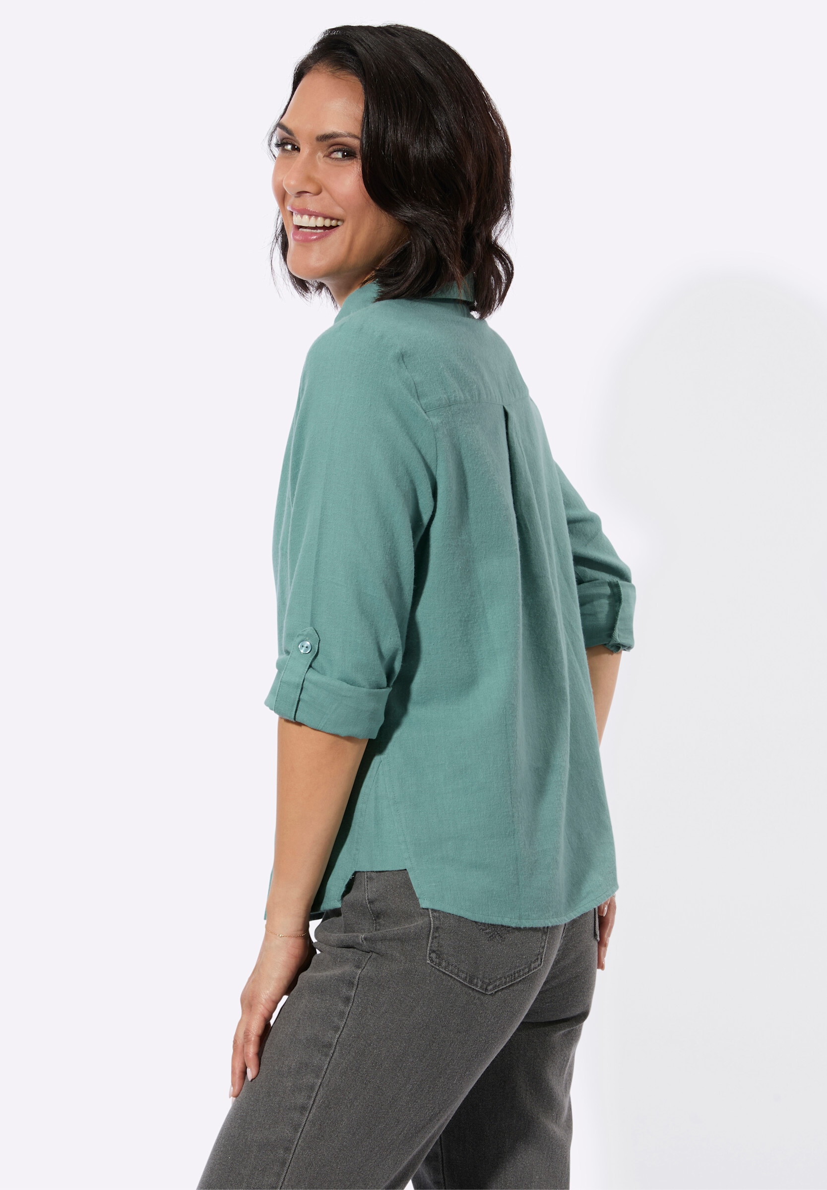 Witt Schlupfbluse »Flanell-Bluse Flanellbluse mit krempelbaren Ärmeln«