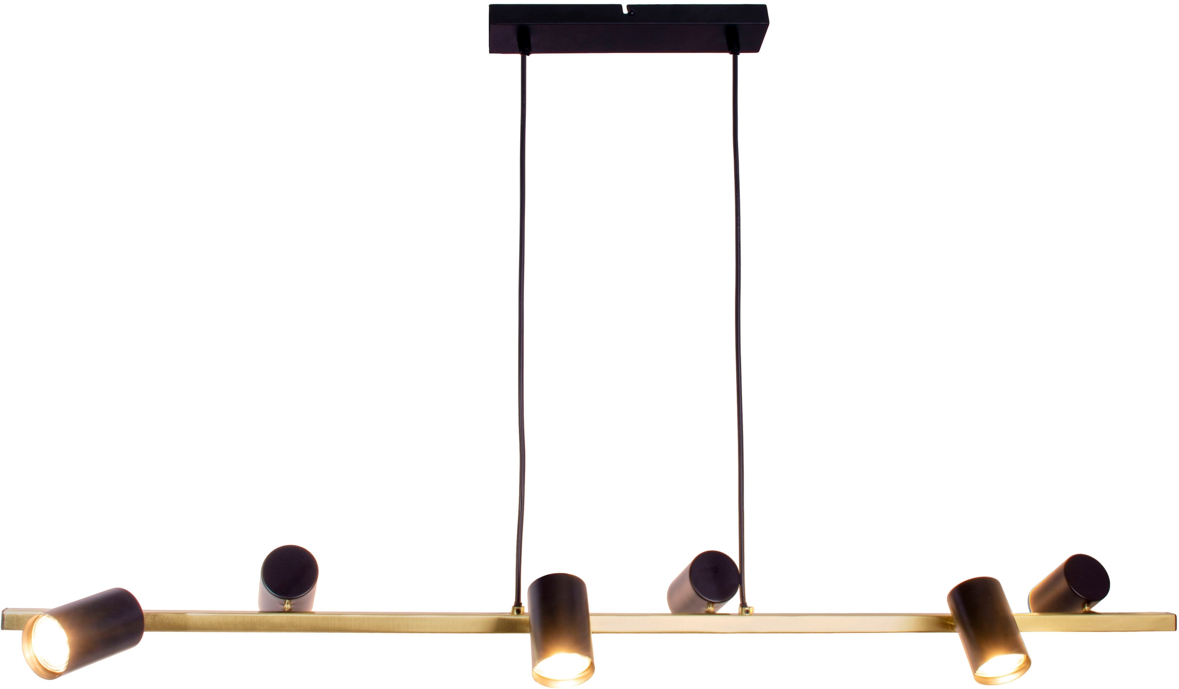 näve Pendelleuchte »Frida«, 6 flammig, Leuchtmittel GU10 | ohne Leuchtmittel, 6flg., GU10, Strahler schwarz matt, messing, Höhe 120cm, Länge 115cm
