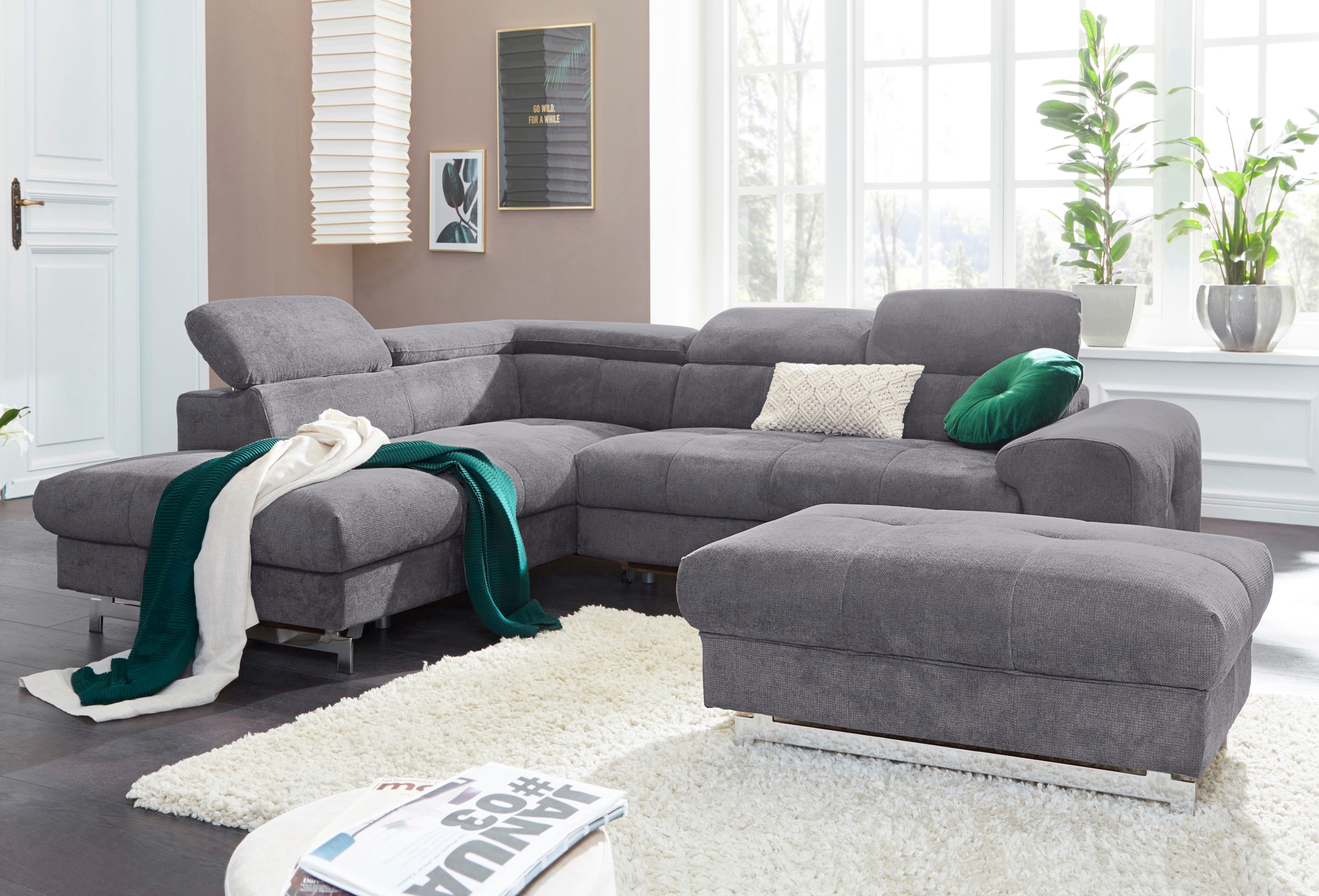 COTTA Ecksofa »Chef L-Form« mit Kopfteilverstellung, wahlweise mit Bettfunktion & Bettkasten
