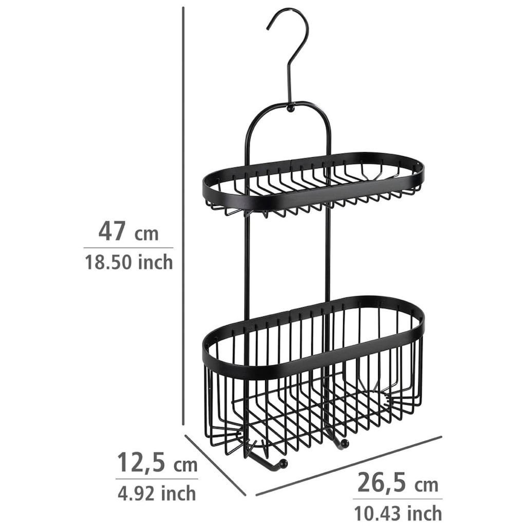 WENKO Badregal »Classic Plus Black«, 1 Ablage, 1 Korb