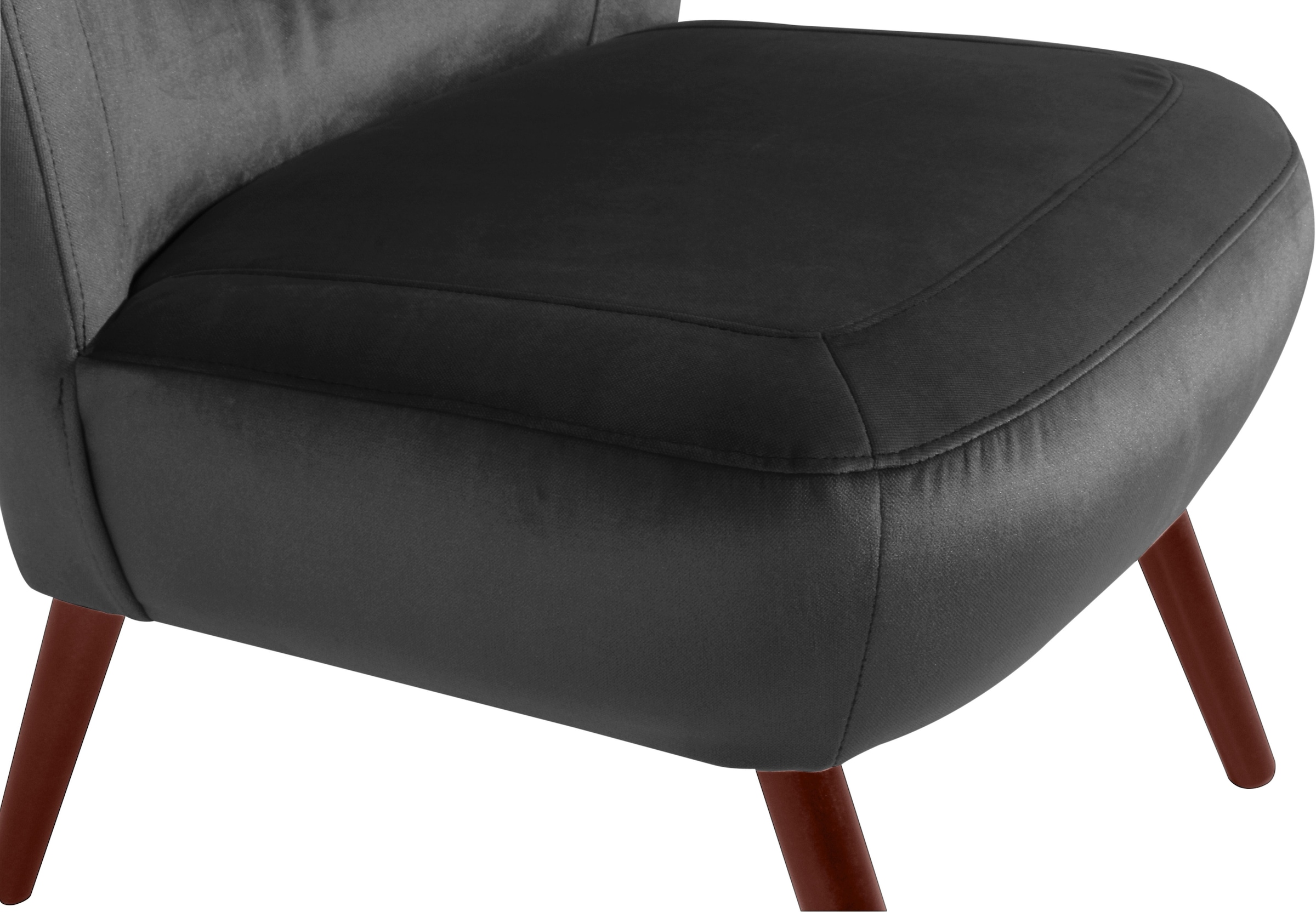 Max Winzer® Cocktailsessel »Stella, Loungesessel, Samtvelours Bezug in 10 Trendfarben«, im Retrolook, bequem, geschwungene Rückenlehne, Solitärsessel