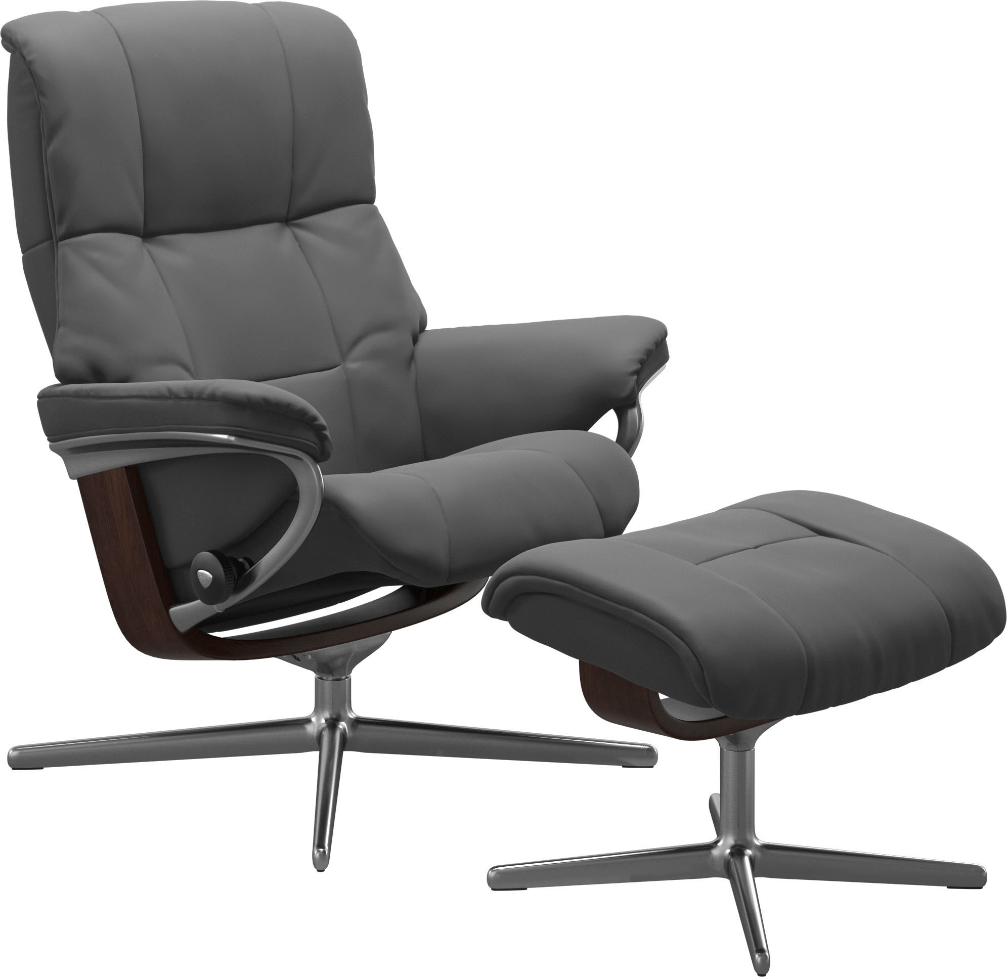 Stressless® Relaxsessel »Mayfair«, (Set, Relaxsessel mit Hocker), mit Hocker, mit Cross Base, Größe S, M & L, Holzakzent Braun