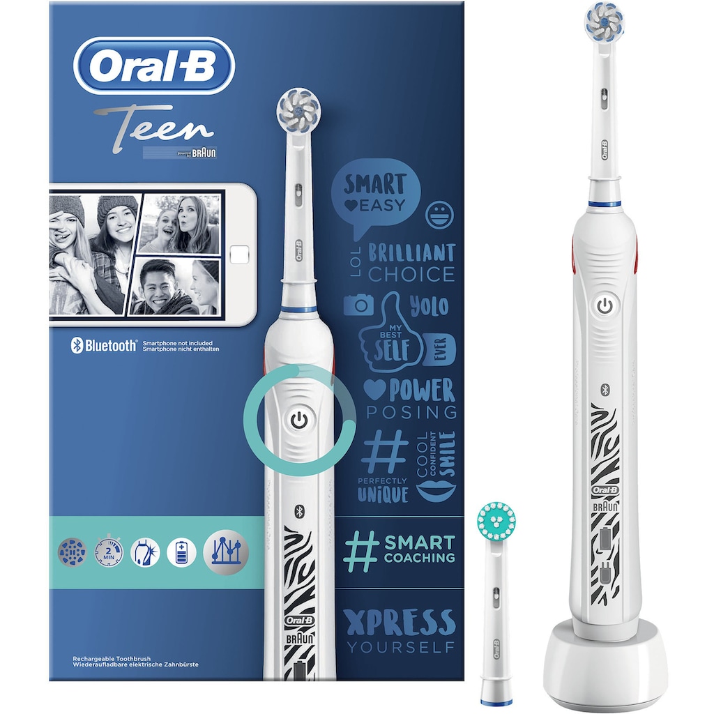 Oral-B Elektrische Zahnbürste »Teen White«, 2 St. Aufsteckbürsten
