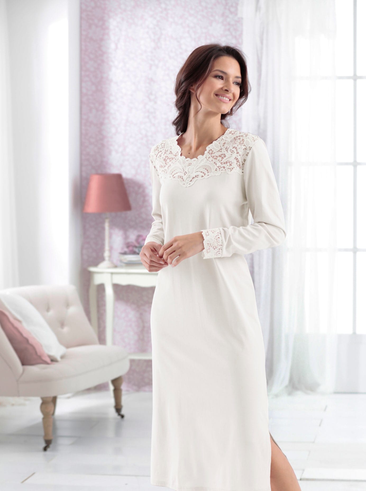 Wäschepur Damen Nachthemd »Nachthemd« in beige, Größe 44/46