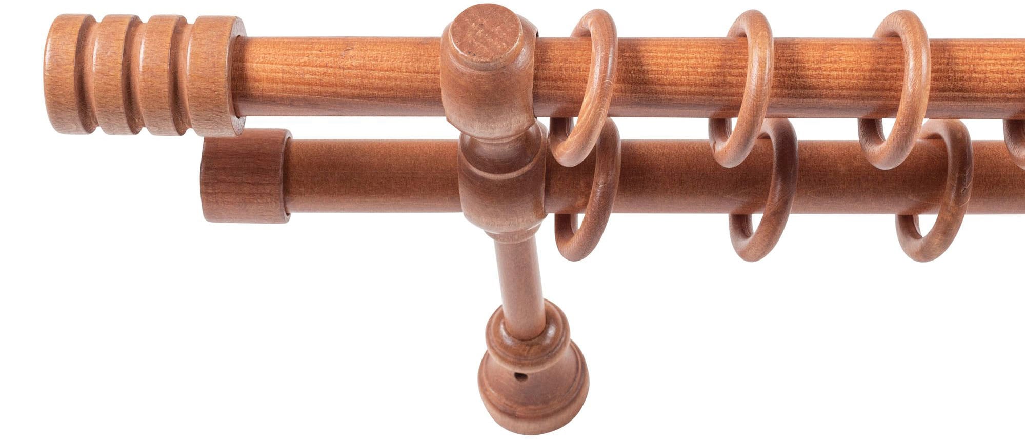 SN DECO GROUP Gardinenstange »Pisa« 2 läufig-läufig Fixmaß 28 mm, Holz, verschiedene Längen und Farben, Komplettset