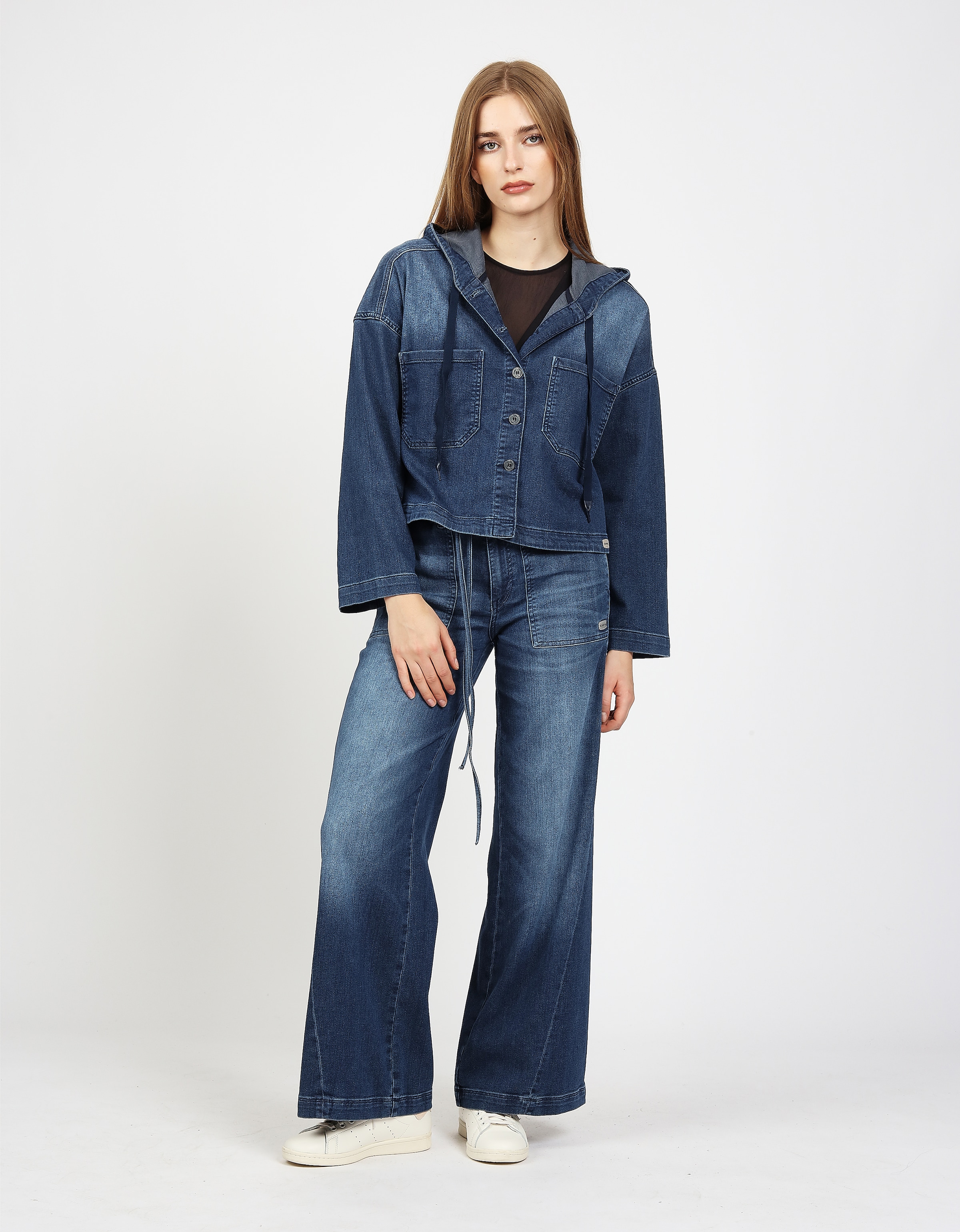 GANG Jeansjacke »94ALICE CAP LONG« mit Kapuze mit Kapuze