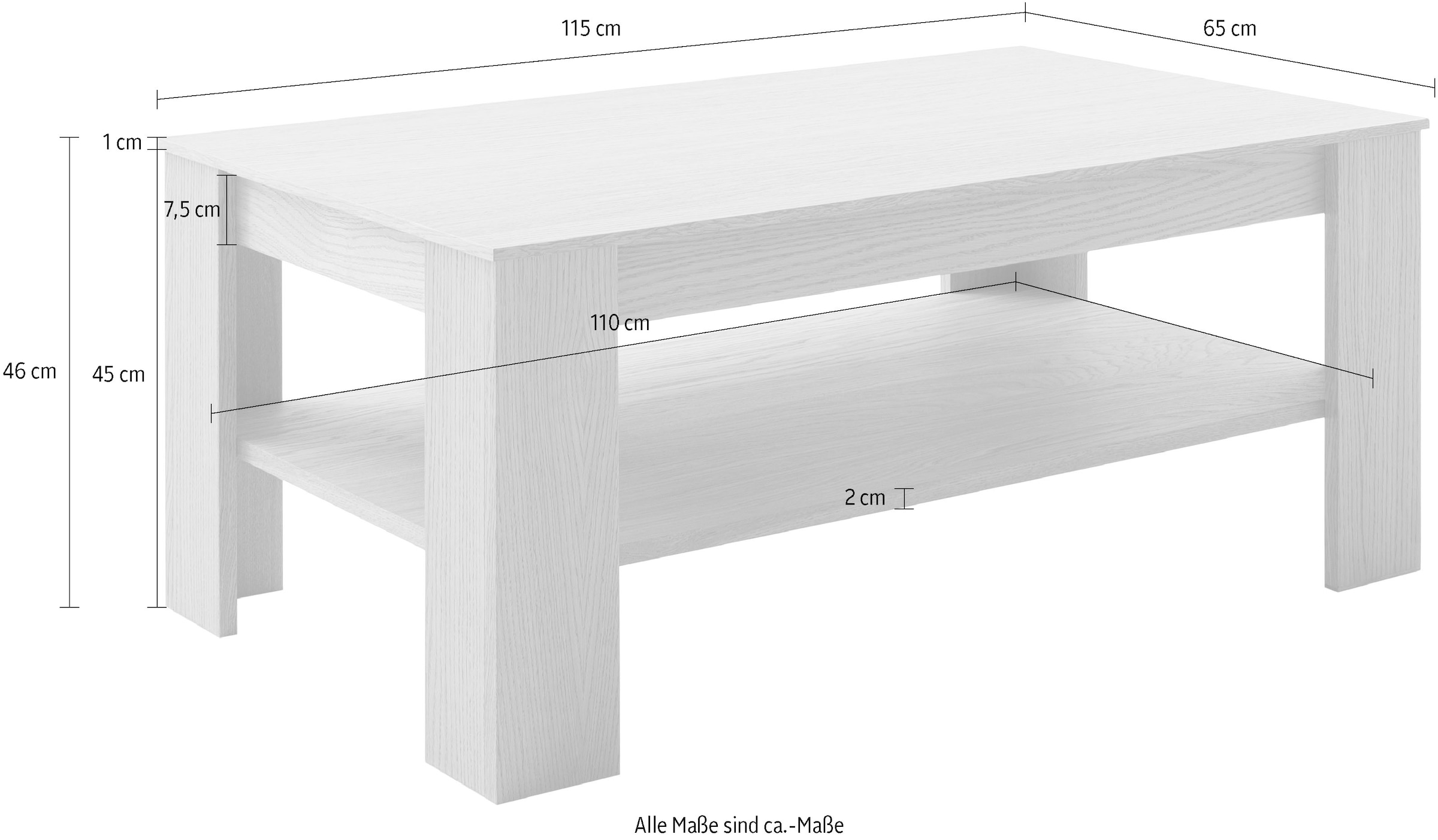 MCA living Couchtisch »Araya Couchtisch«, (1 St.), FSC-Mix, Couchtisch mit Ablage