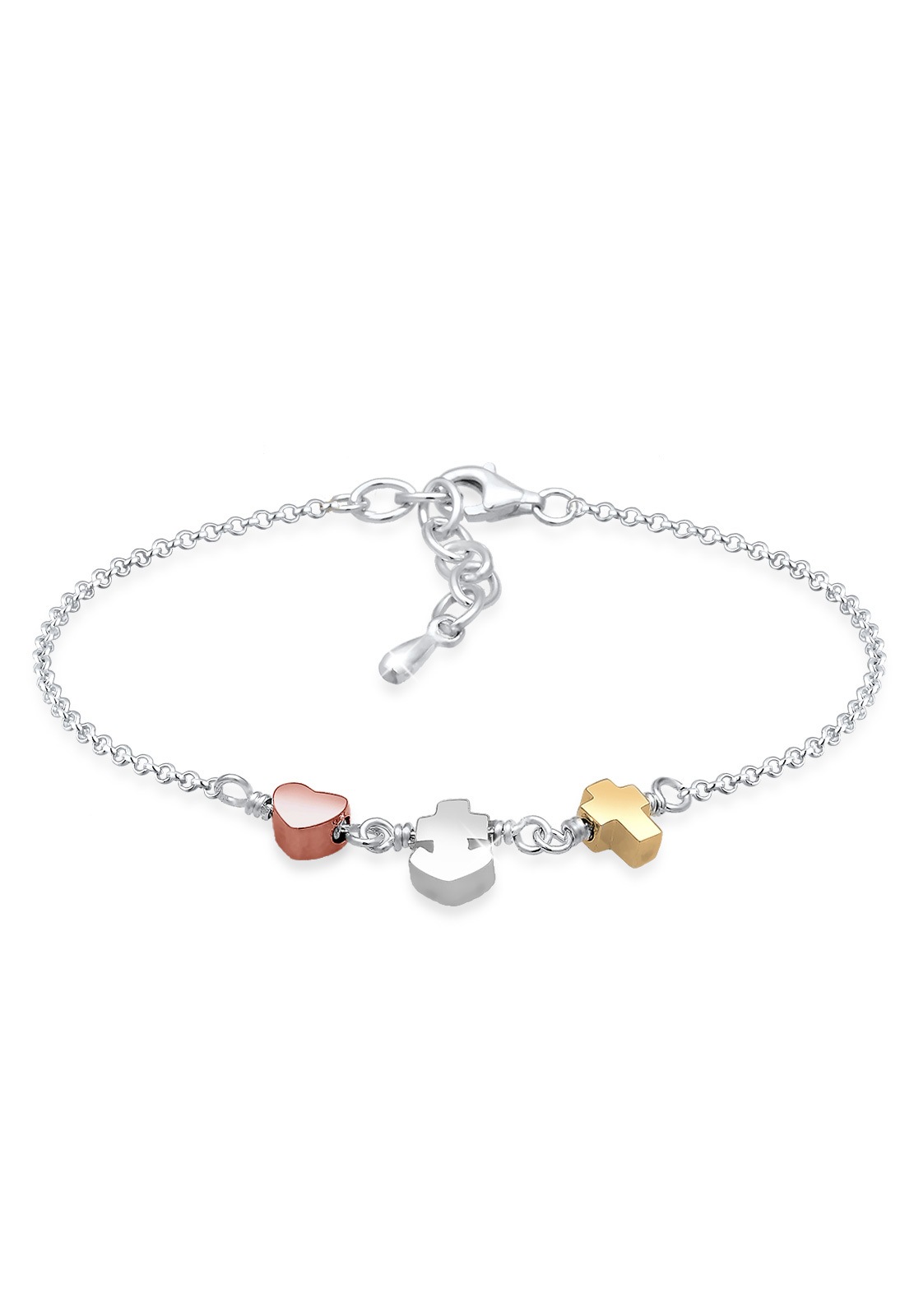 Elli Armband »Herz Anker Kreuz Tri-Color Symbol Trio 925 Silber«