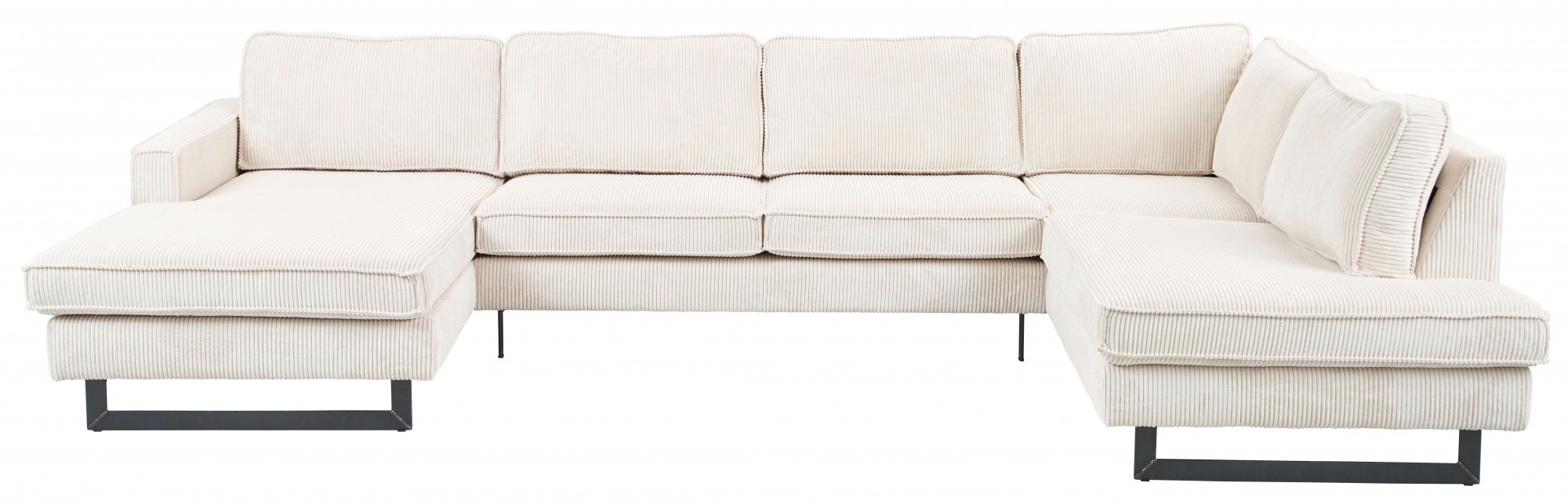 Places of Style Wohnlandschaft »Pinto, 350 cm, U-Form, XXL, mit Ottomanen«, Cord, Chenille, Lederoptik, mit Keder, Metallfüße, Wellenunterfederung