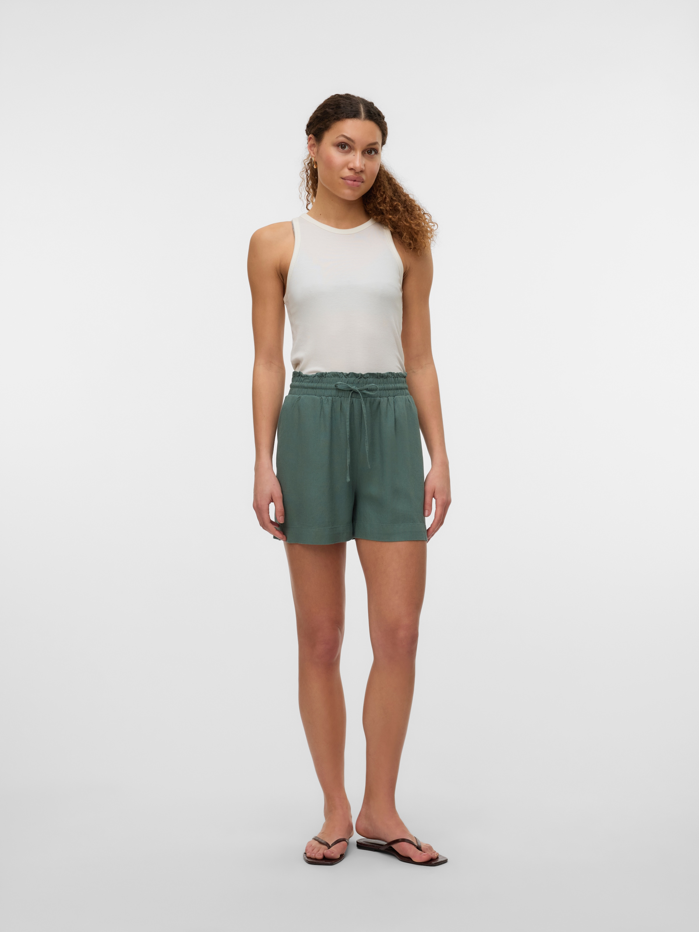 Vero Moda Shorts »VMMYMILO HW PAPERBAG SHORTS WVN GA«, mit Leinen