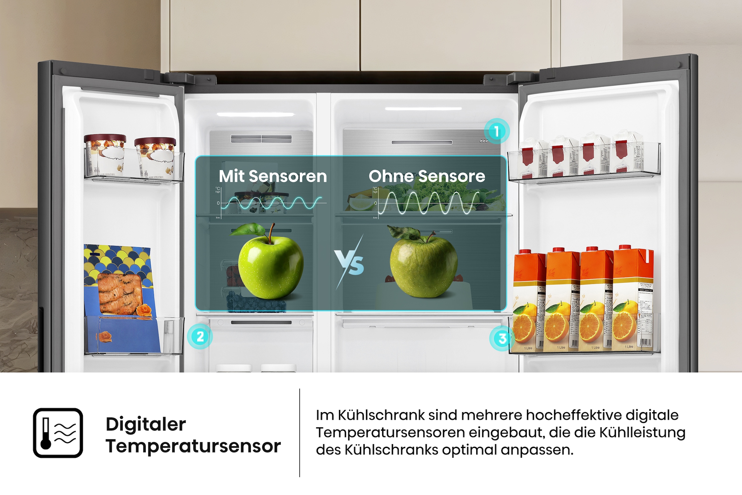 Hisense Side-by-Side »RS3P538NAFE« 178,6 cm hoch 91,1 cm breit einfacher Side by Side mit Premium-Ausstattung