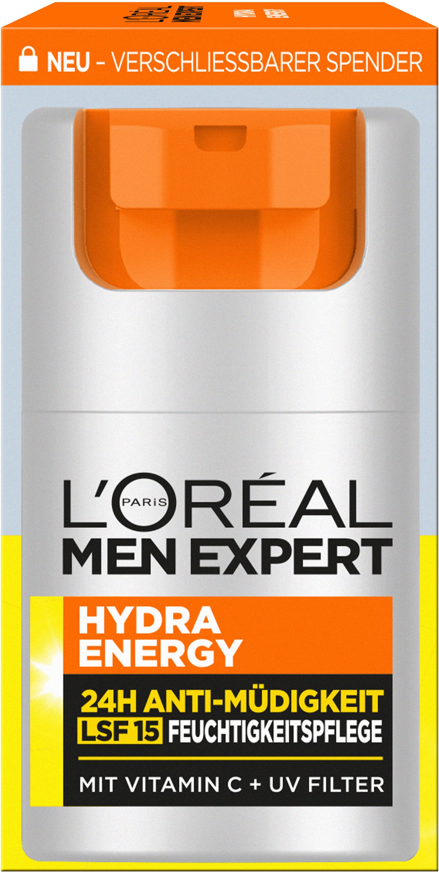 L'ORÉAL PARIS MEN EXPERT Gesichtsgel »Hydra Energy 24H Pflege LSF15«, mit Lichtschutzfaktor