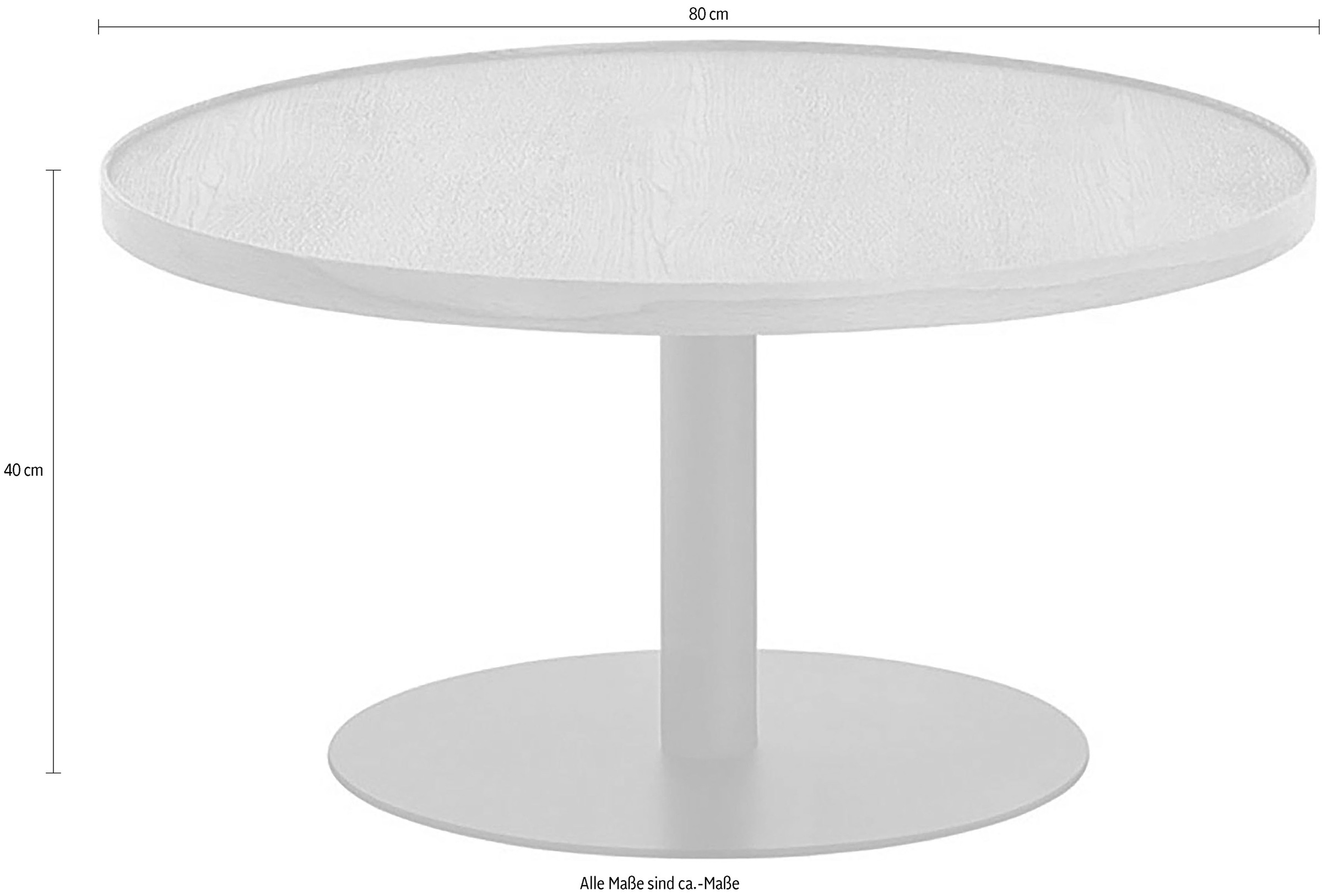MCA furniture Couchtisch »MONTEVERDE«, Eiche furniert, Säule Ø 60 mm, Bodenplatte Ø 370 mm, belastbar 20 kg