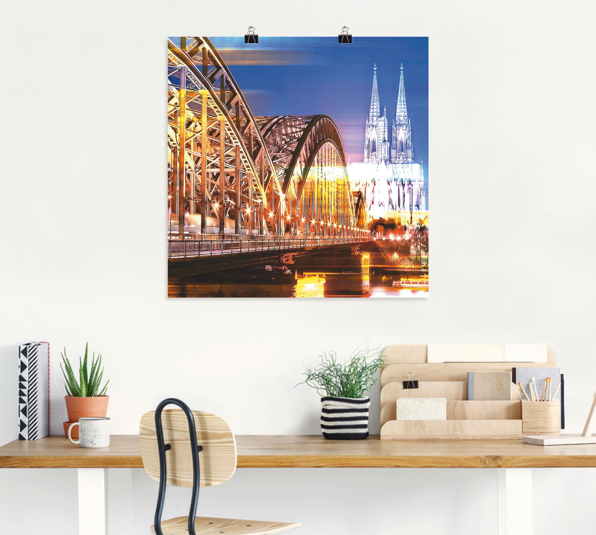Artland Wandbild »Köln Skyline Abstrakte Collage 10«, Brücken, (1 St.), als Leinwandbild, Wandaufkleber oder Poster in versch. Größen