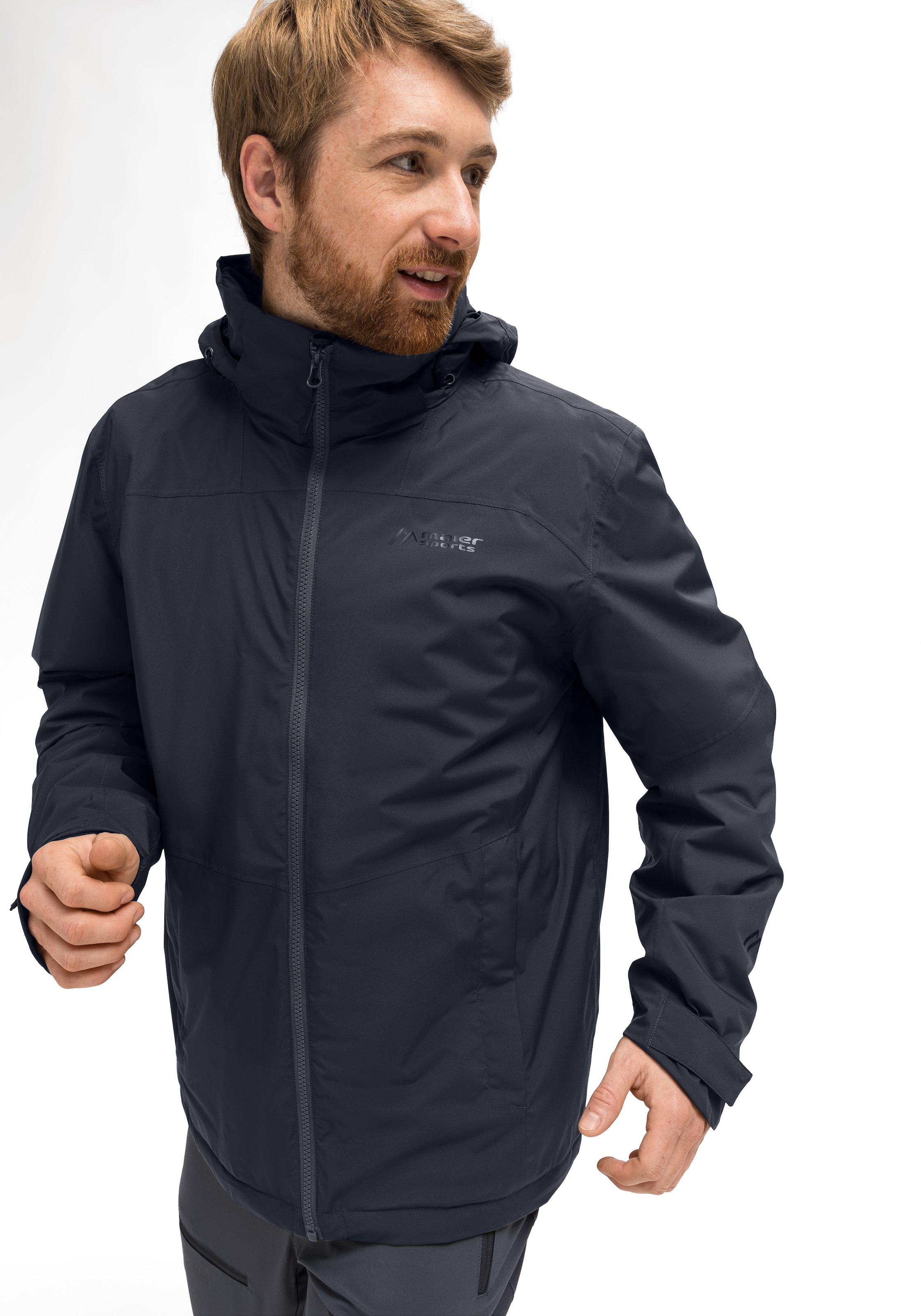 Maier Sports Regenjacke »Metor Therm Rec M« warme Herren Jacke mit Kapuze, Winterjacke wasserdicht atmungsaktiv