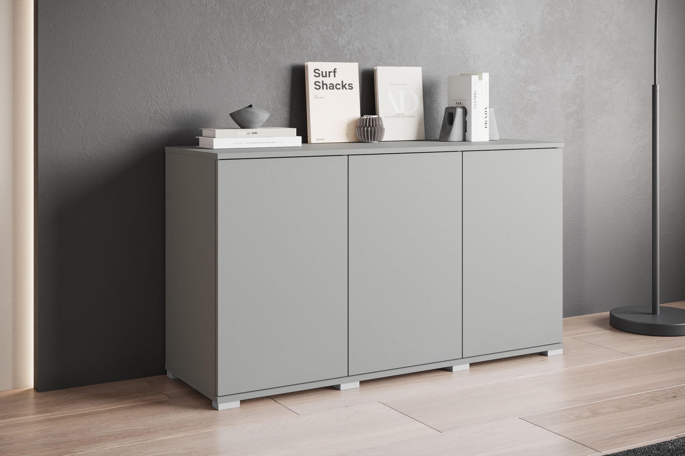 INOSIGN Sideboard »Kenia, moderne grifflose Kommode mit 3 Türen, Breite 120 cm«, (1 St.), Push-to-Open-Fronten, höhenverstellbaren Einlegeböden