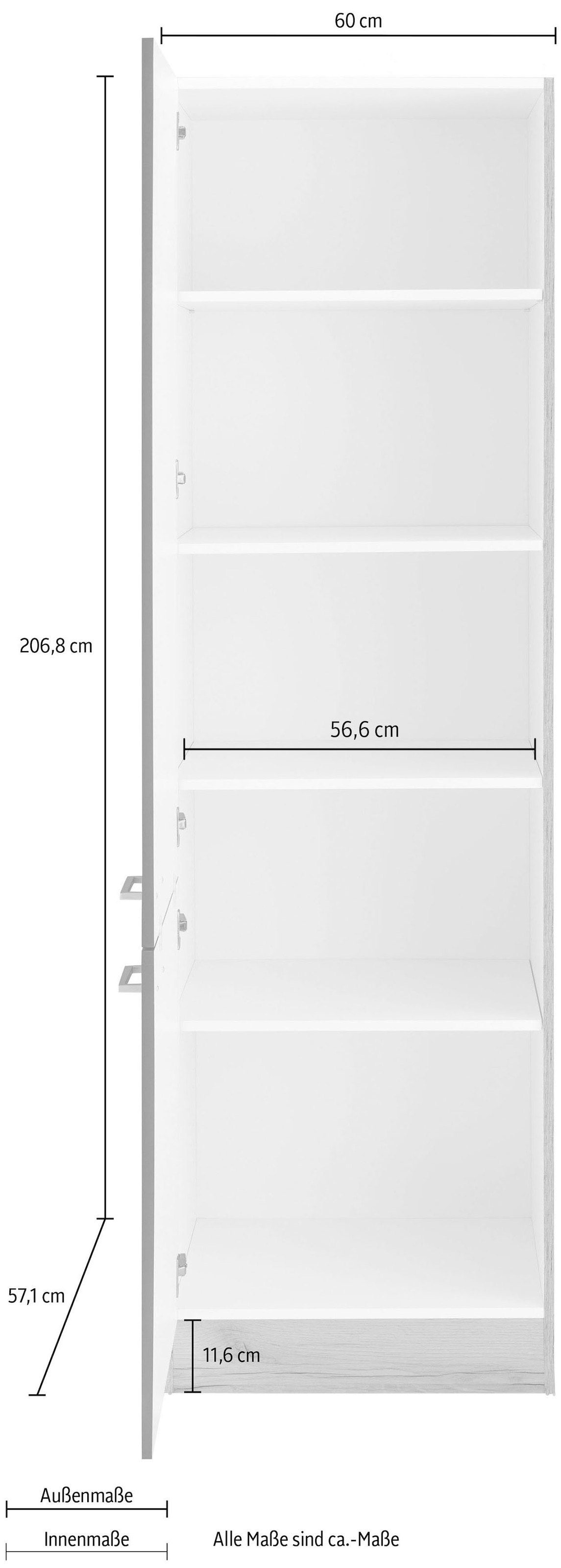 OPTIFIT Hochschrank »Iver« Breite 60 cm, mit 4 Einlegeböden, für viel Stauraum