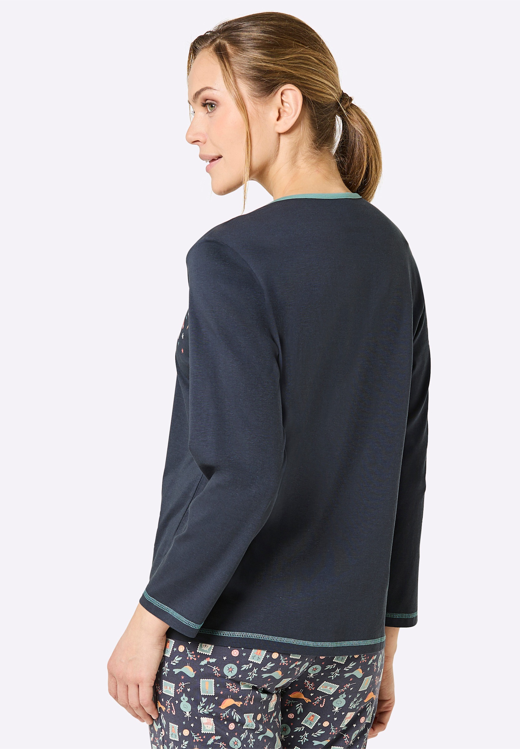 comtessa Schlafanzug »Schlafanzug-Shirt Schlafanzugshirt mit kontrastfarbigen Ziernähten« 1 Stk.