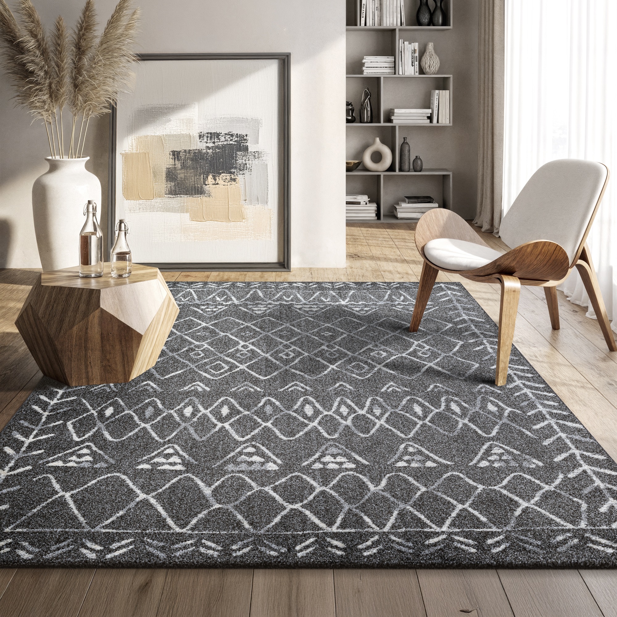 Sanat Teppich »Boho 8200« rechteckig 10 mm Höhe Kurzflor, robust, Boho, Scandic, für Fussbodenheizung geeignet