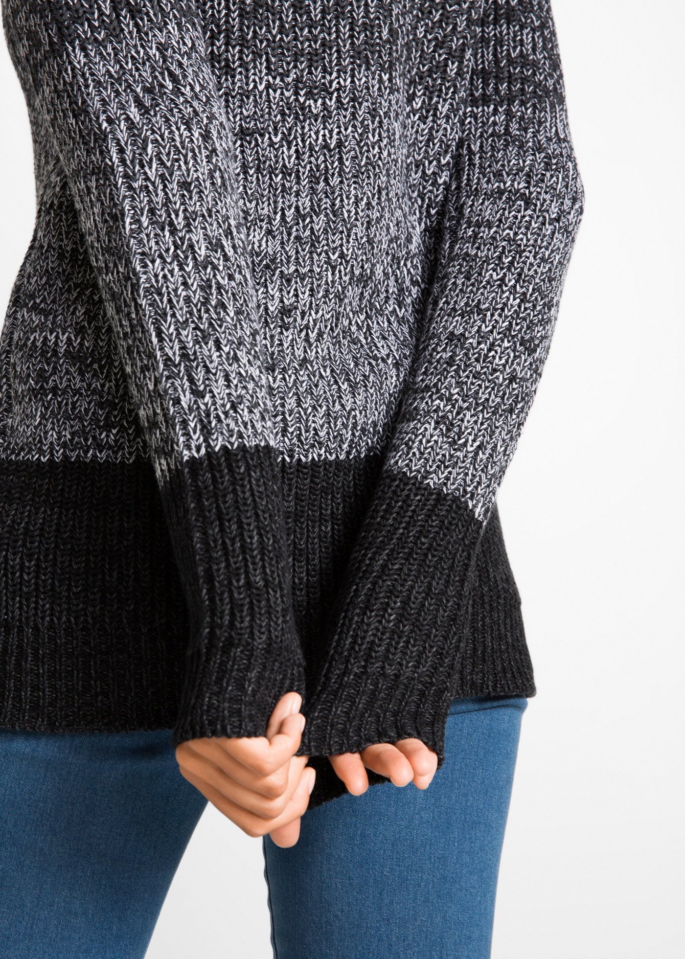 bonprix Strickpullover aus Baumwollmischung, ohne Verschluss, eng anliegende Passform