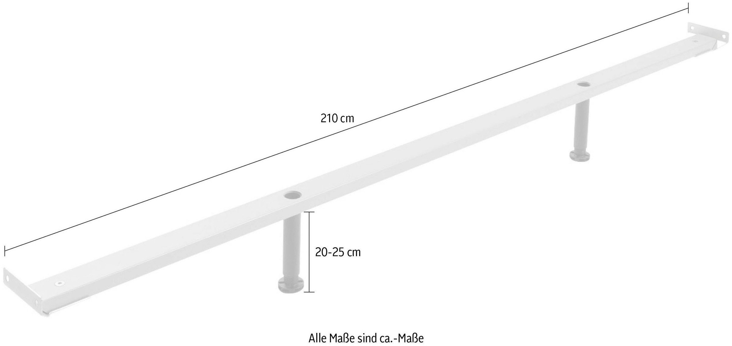 HASENA Möbelfuß »Midtraver«, 210 cm geeignet für die Serien Simone und Pietro