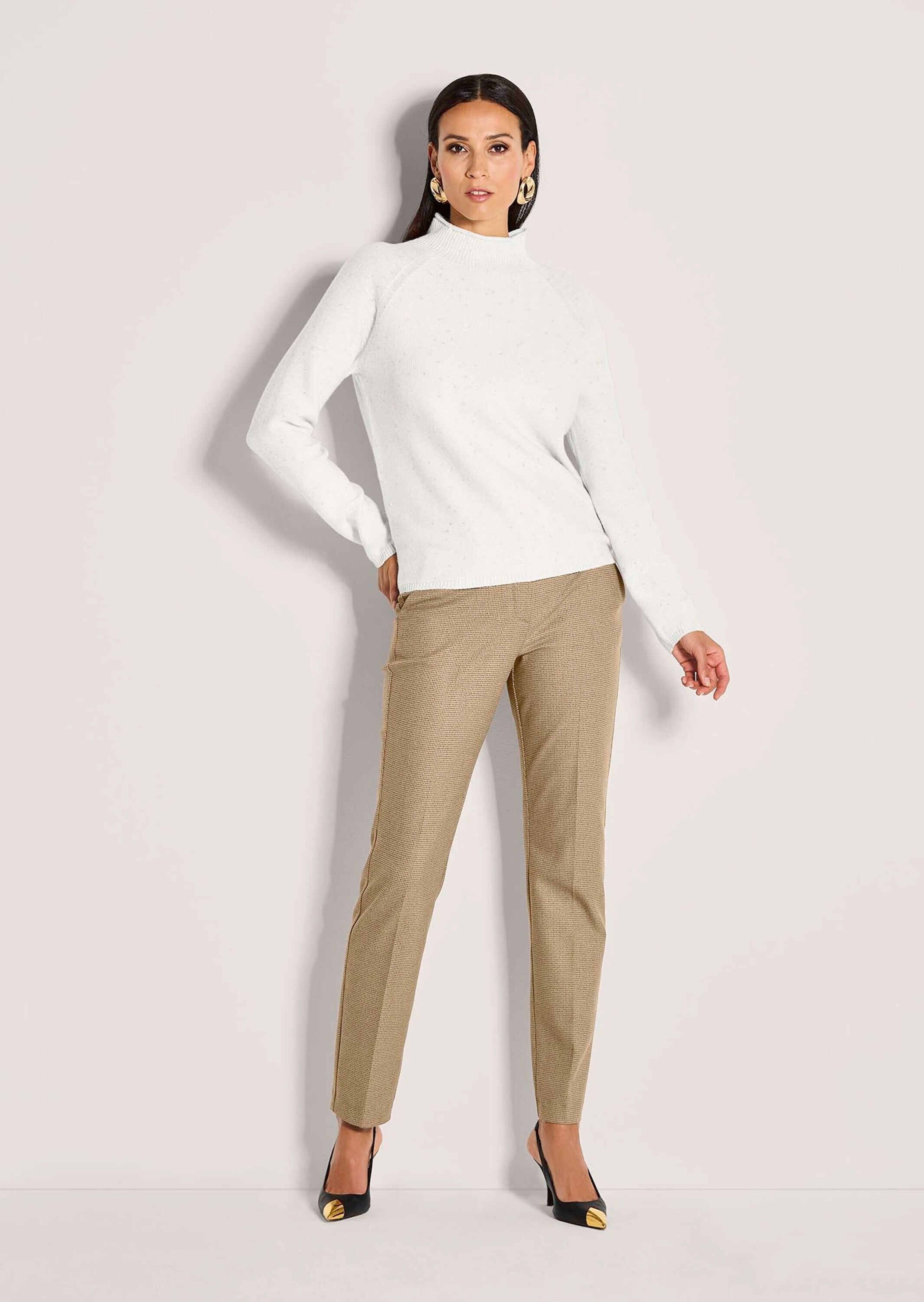 MADELEINE Longpullover »Strickpullover Glanzvoller Wollpullover mit Glattstrick« mit metallischen Garn