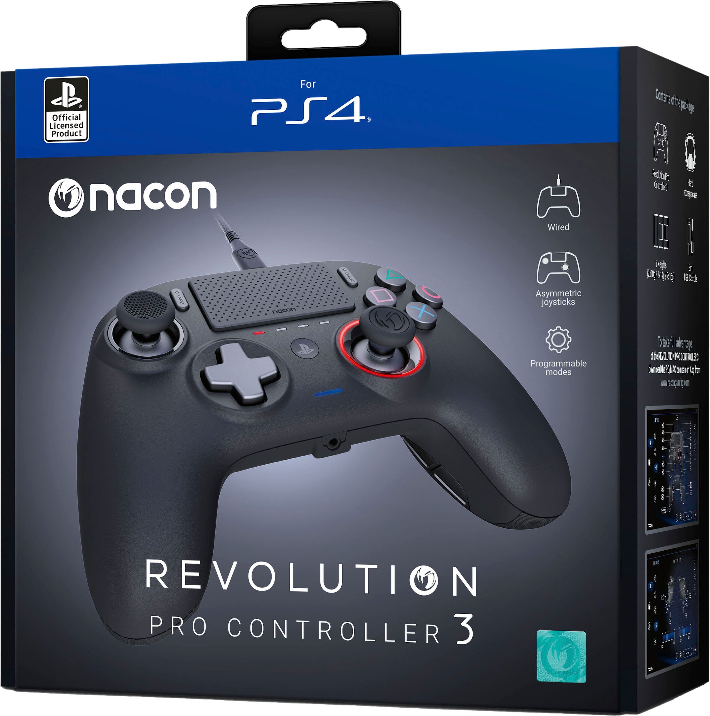 nacon Gaming-Controller »Nacon NA383508 PS4 Revolution Pro Controller 3, kabelgebunden, USB«, (1 St.), schwarz