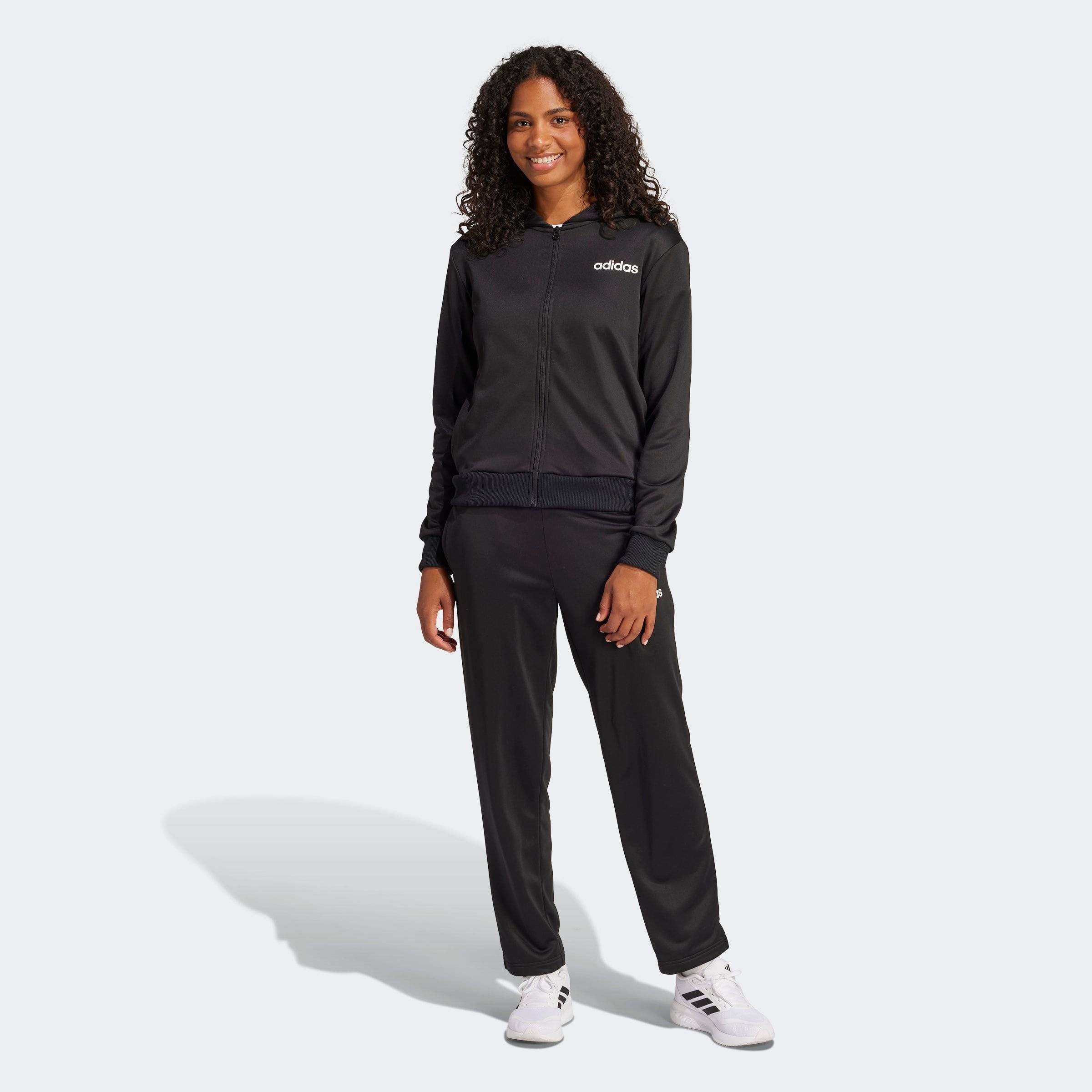 adidas Sportswear Trainingsanzug »W LINEAR TS«, (2 tlg.), Trainingsjacke mit Kapuze, Tracksuit