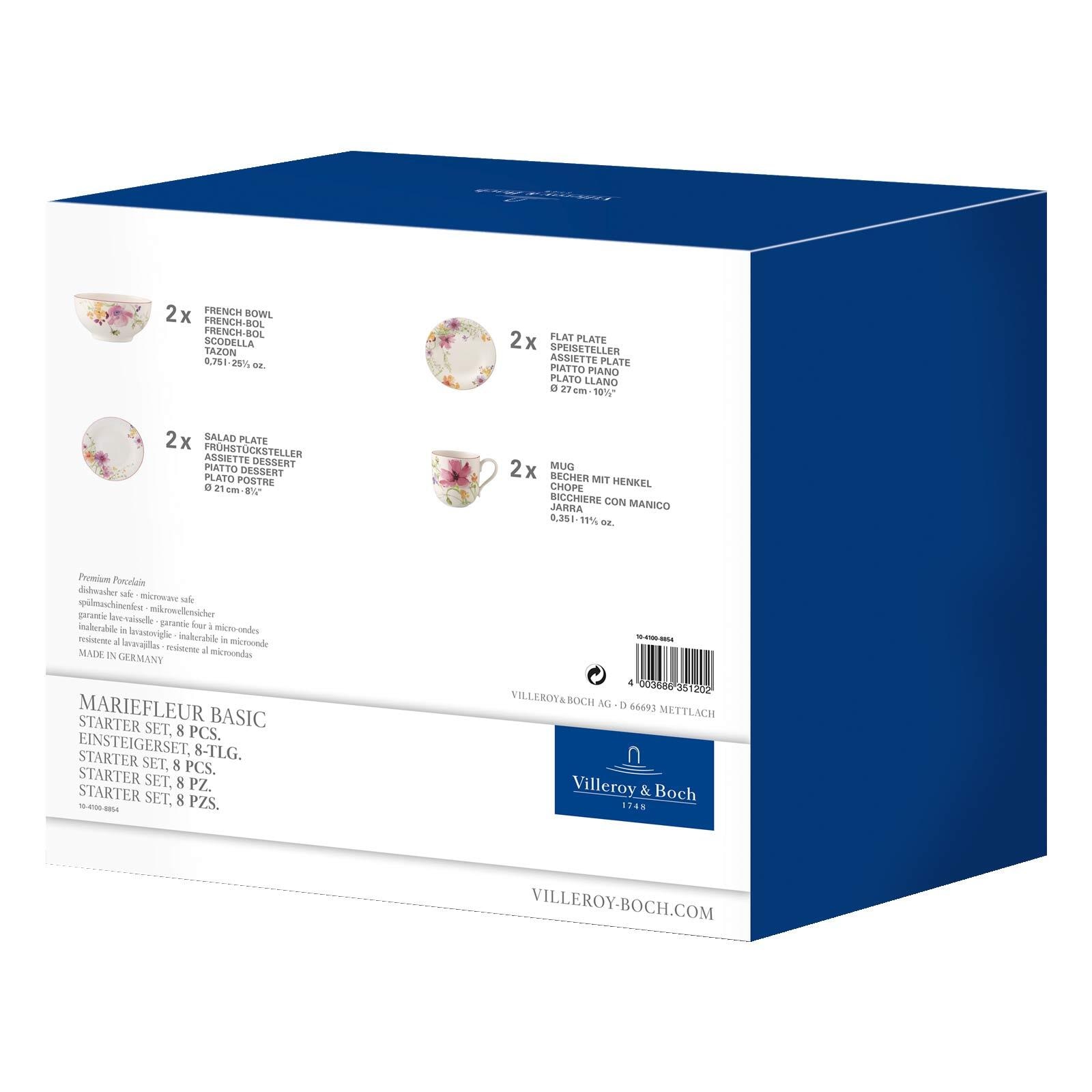 Villeroy & Boch Geschirr-Set »Starter-Set Mariefleur Basic 8er Set bunt« Spülmaschinengeeignet, Mikrowellenfest