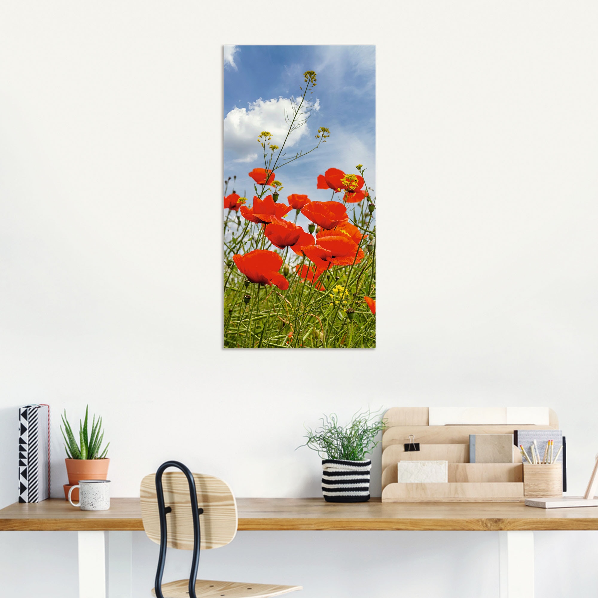 Artland Alu-Dibond-Druck »Mohnblumen im Panorama« Blumenbilder 1 Stk. tlg. für Innen- und Außenbereich geeignet, Outdoorbild