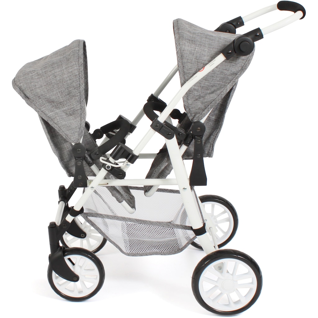 CHIC2000 Puppen-Zwillingsbuggy »Twinny, Jeans Grey«, mit schwenkbaren Vorderrädern