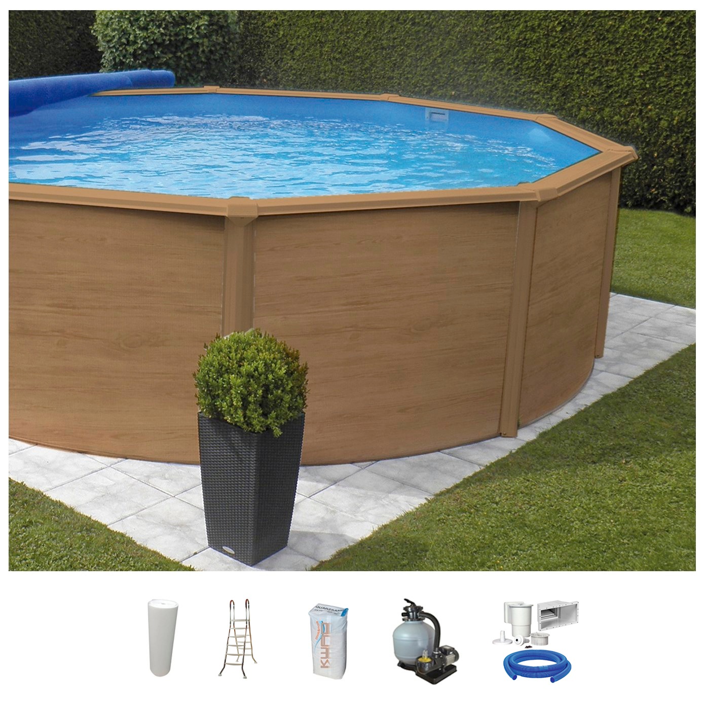 KWAD Rundpool »Wood«, (Set), ØxH: 550x132 cm