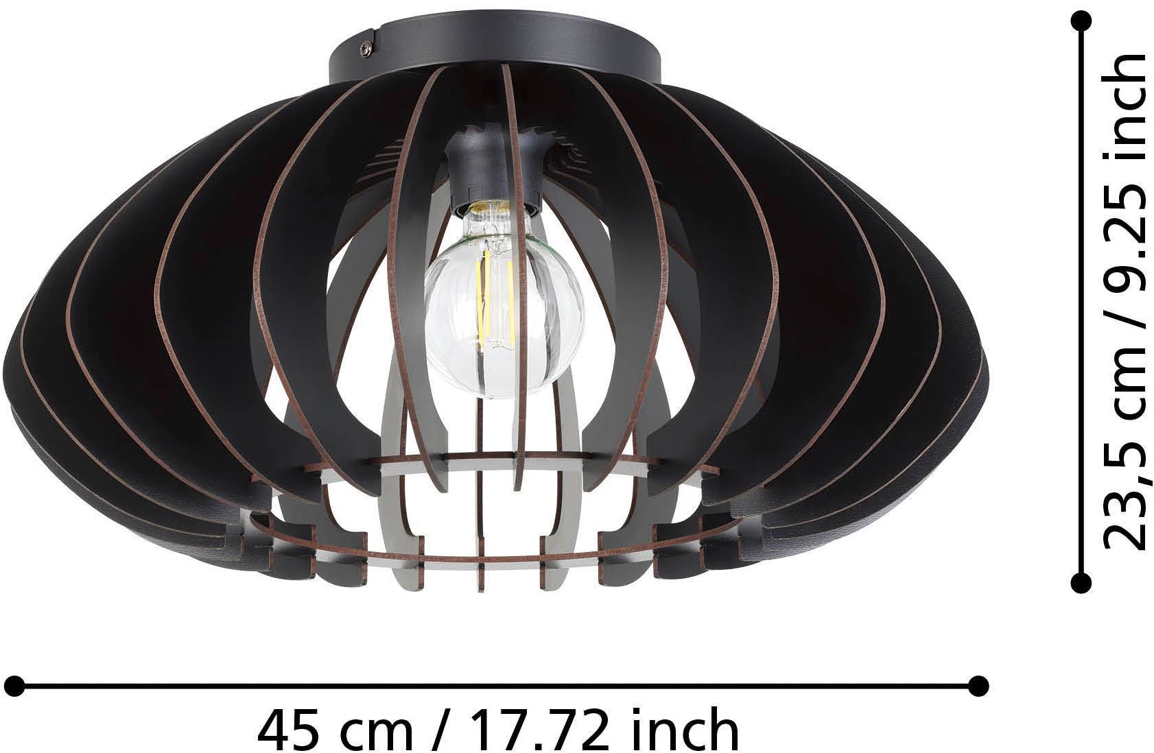 EGLO Deckenleuchte »Cossano Deckenlampe, Vintage, Retro, Japandi,  E27, Flurlampe, Lampe« E27 1 Stk. Wand-/Deckenleuchte - H23,5 x Ø45 cm - schwarz - 1X40W exkl.