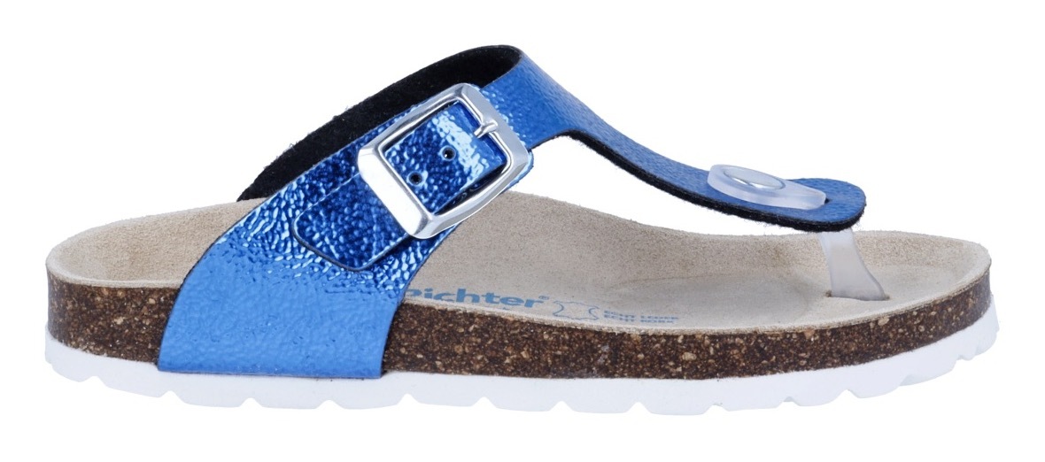 Richter Zehentrenner »Bio WMS: weit«, Pantolette mit Metallic Look, Größenschablone zum Download