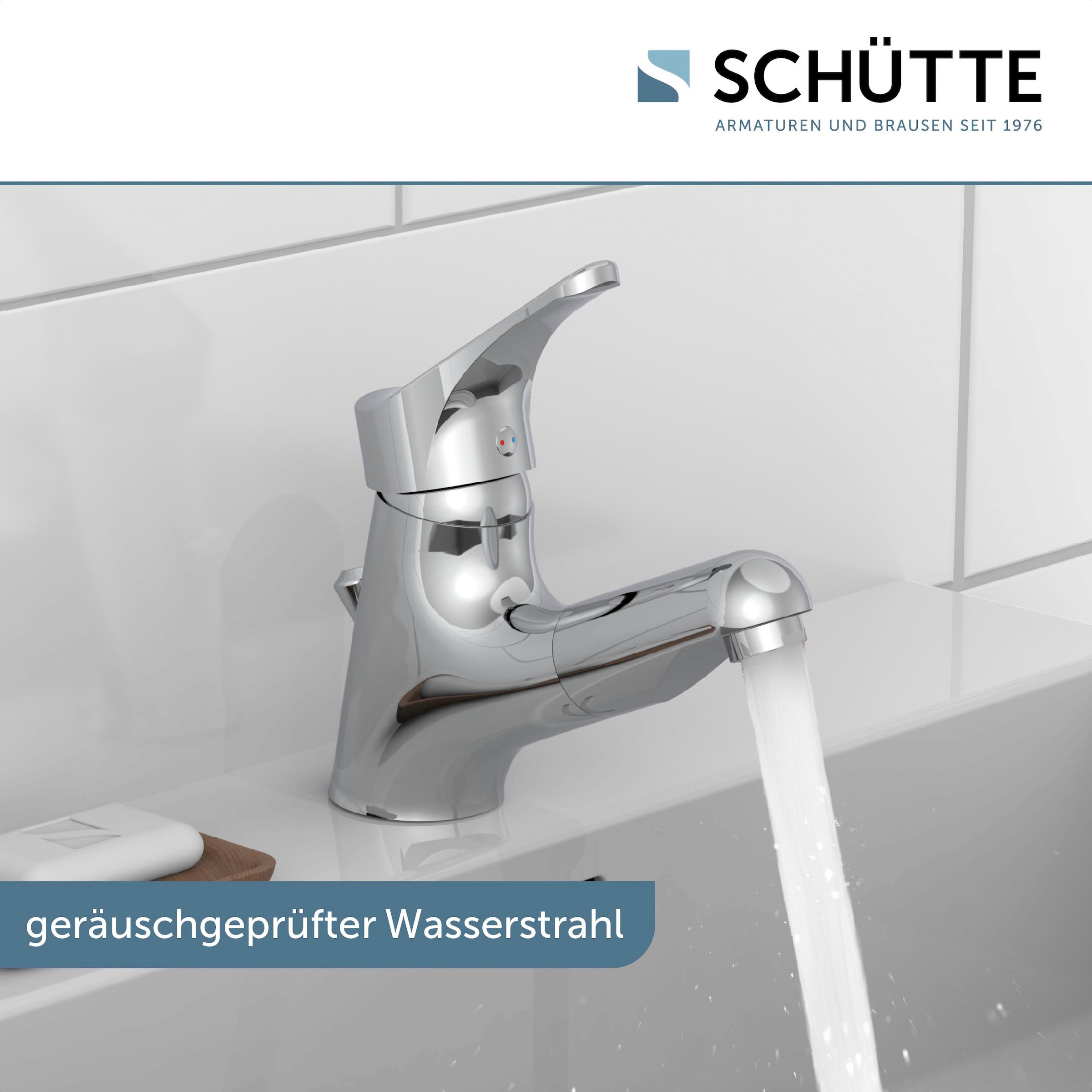 Schütte Waschtischarmatur »Attica«, (Set), mit herausziehbarer Brause und Zugstange, Wasserhahn, Mischbatterie