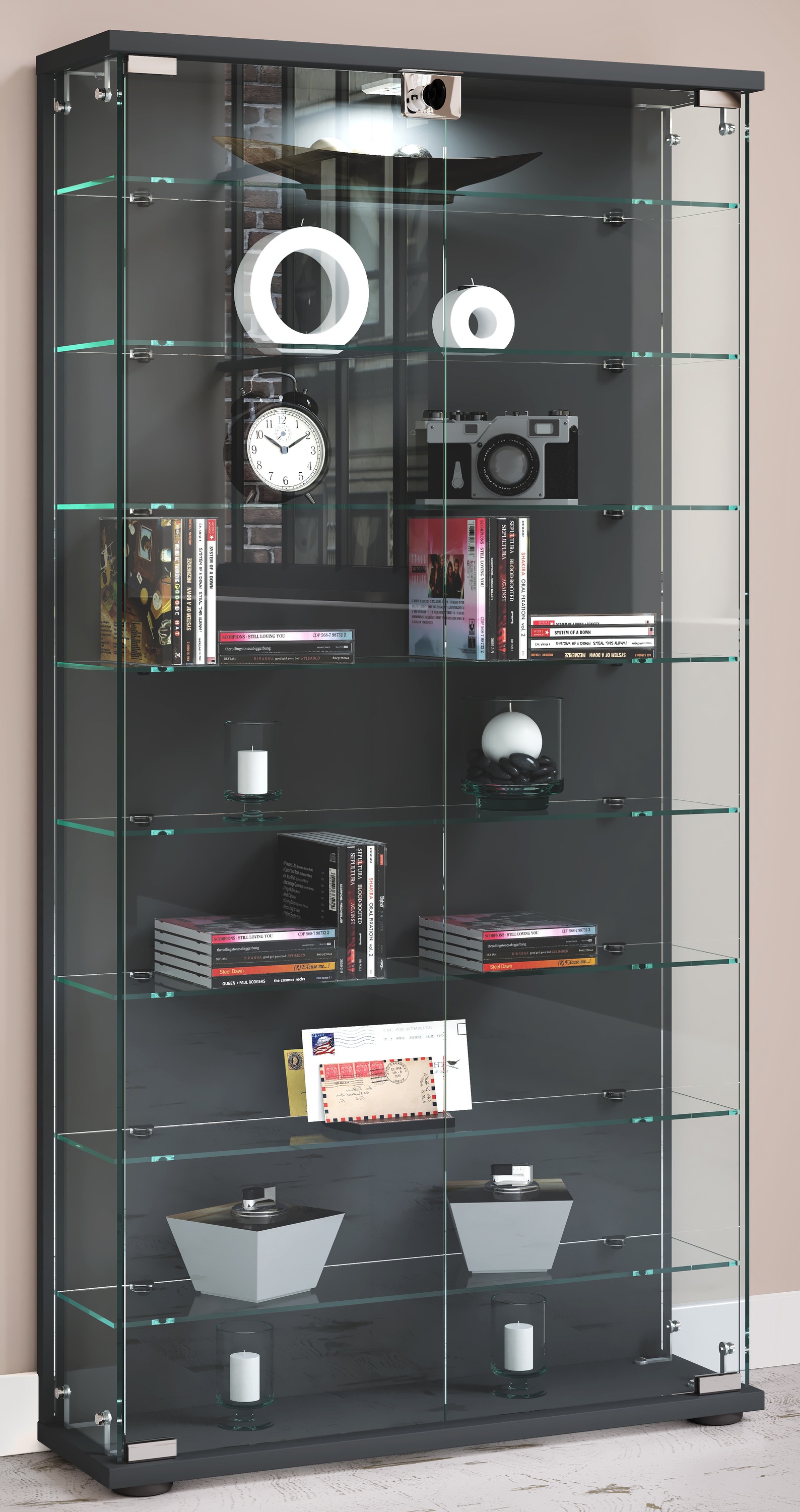 VCM Vitrine »Holz Glas Stand Vitrine Sammelvitrine Stelas L«, (1 St.)