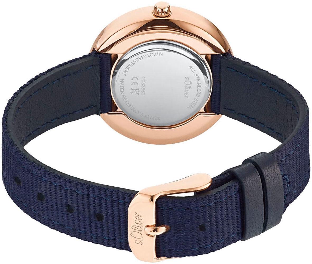 s.Oliver Quarzuhr, Armbanduhr, Damenuhr, analog, Textilarmband