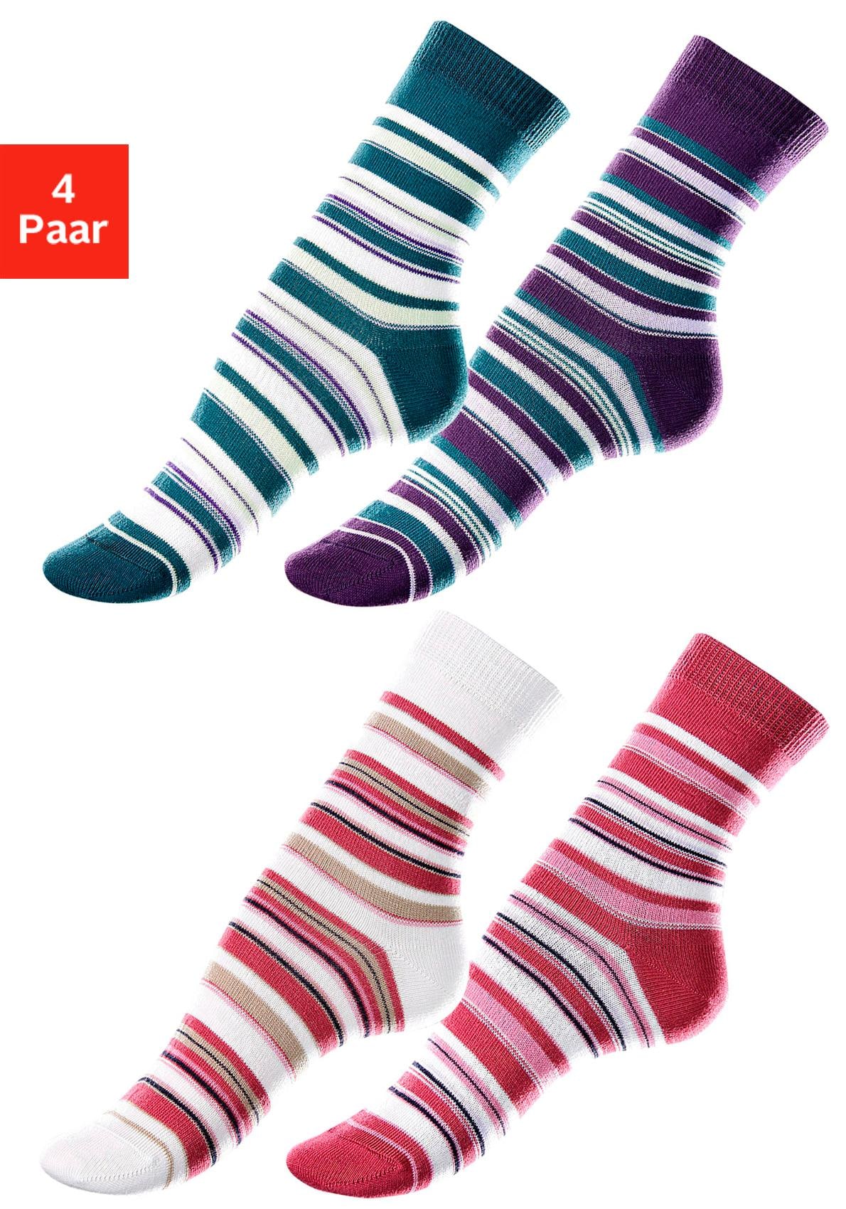 Lavana Socken, (Set, 4 Paar), mit Ringelmuster