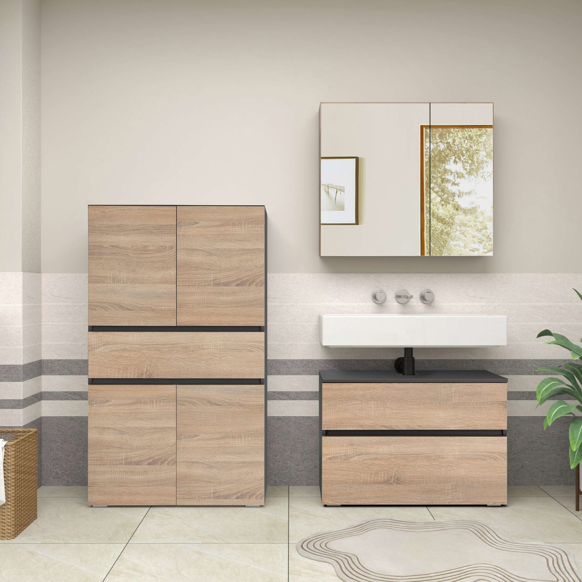 Home affaire Midischrank »Wisla« mit 4 Türen & 1 Schublade, Breite 76 cm, Höhe 130 cm