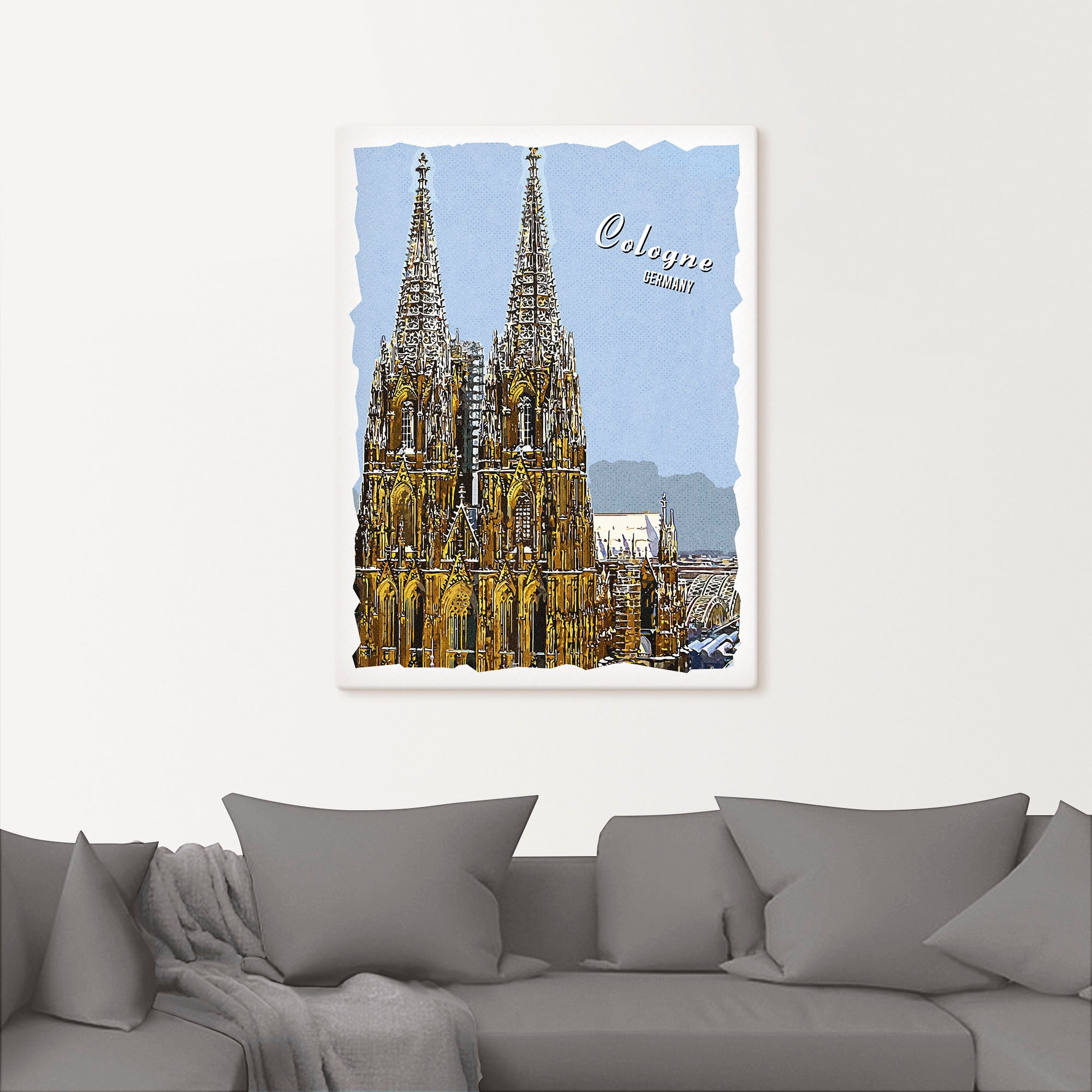 Artland Leinwandbild »Köln Dom Grafik«, Köln, (1 St.), auf Keilrahmen gespannt
